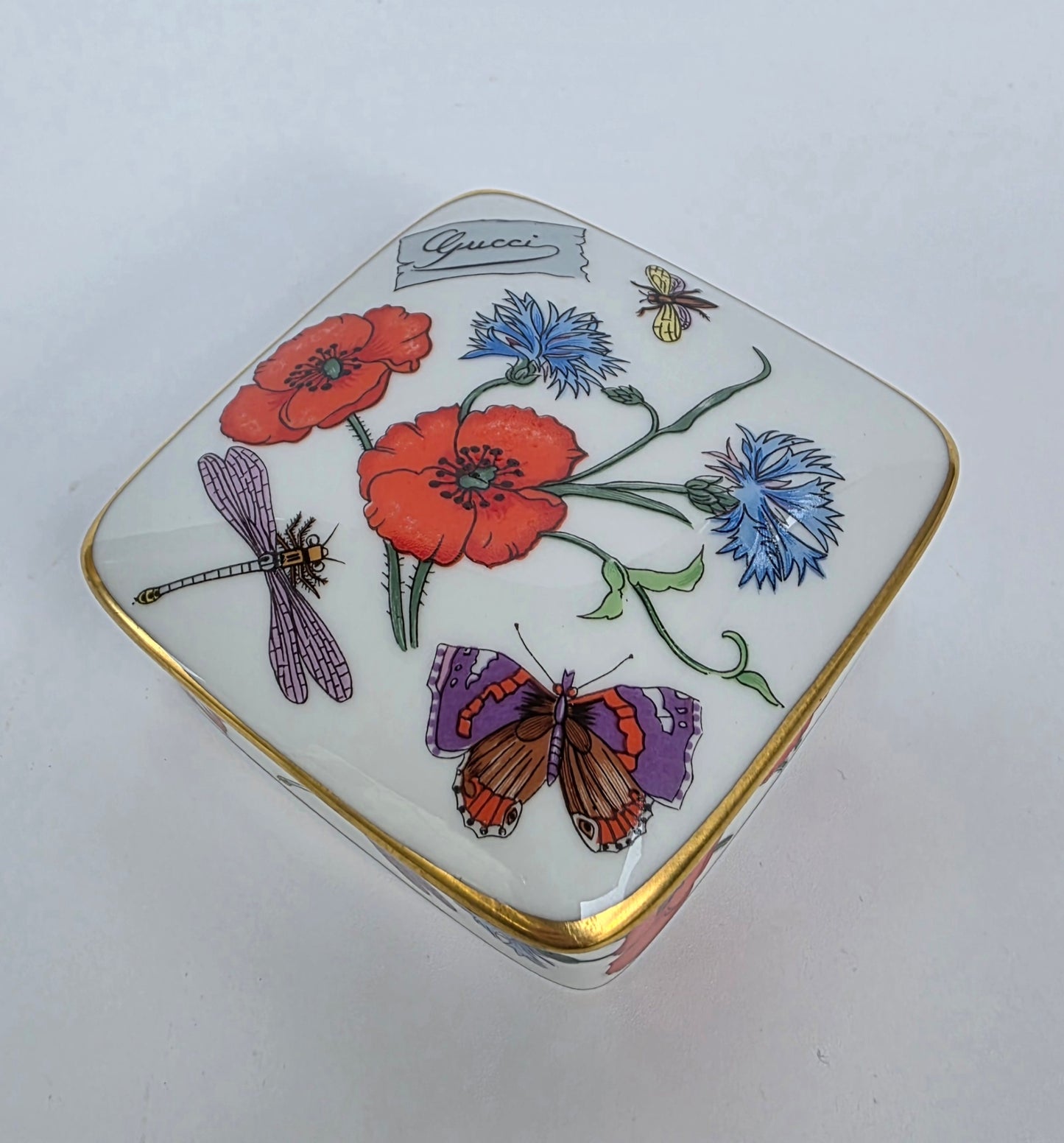 Scatola Portaoggetti Gucci Flora in Porcellana di Limoges anni '80