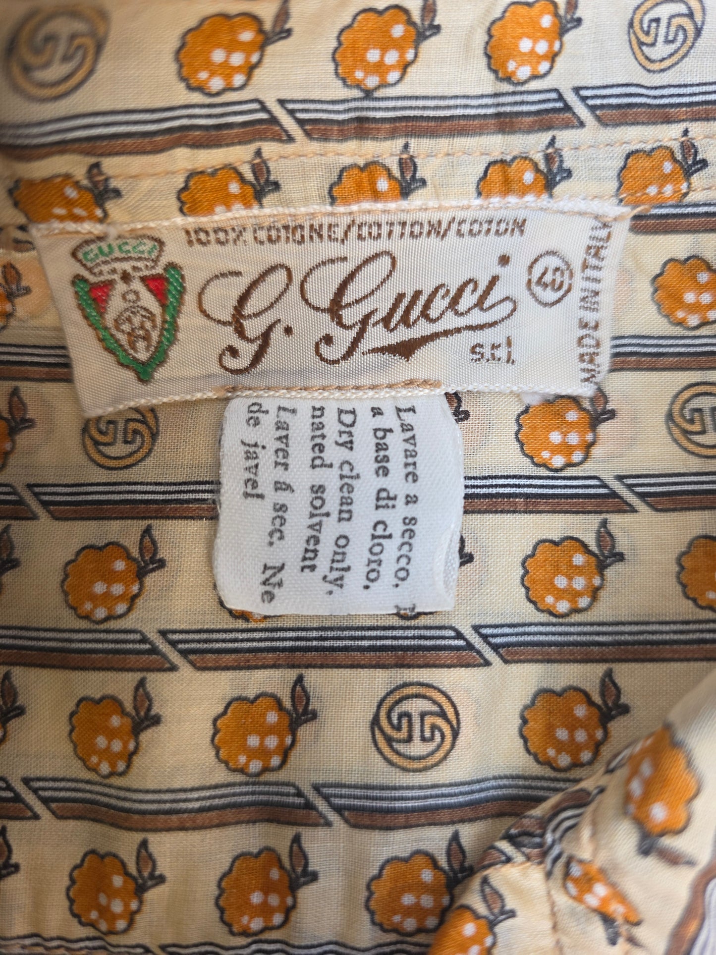 Camicia Gucci vintage motivo Lamponi, anni '70