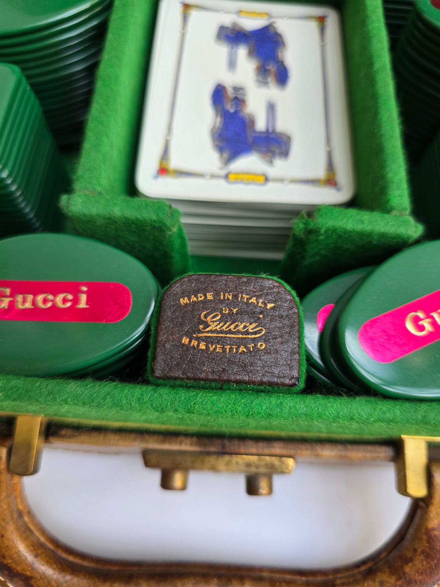 Set da Gioco Poker Gucci Vintage in pelle con dettaglio Horsebit, anni '70