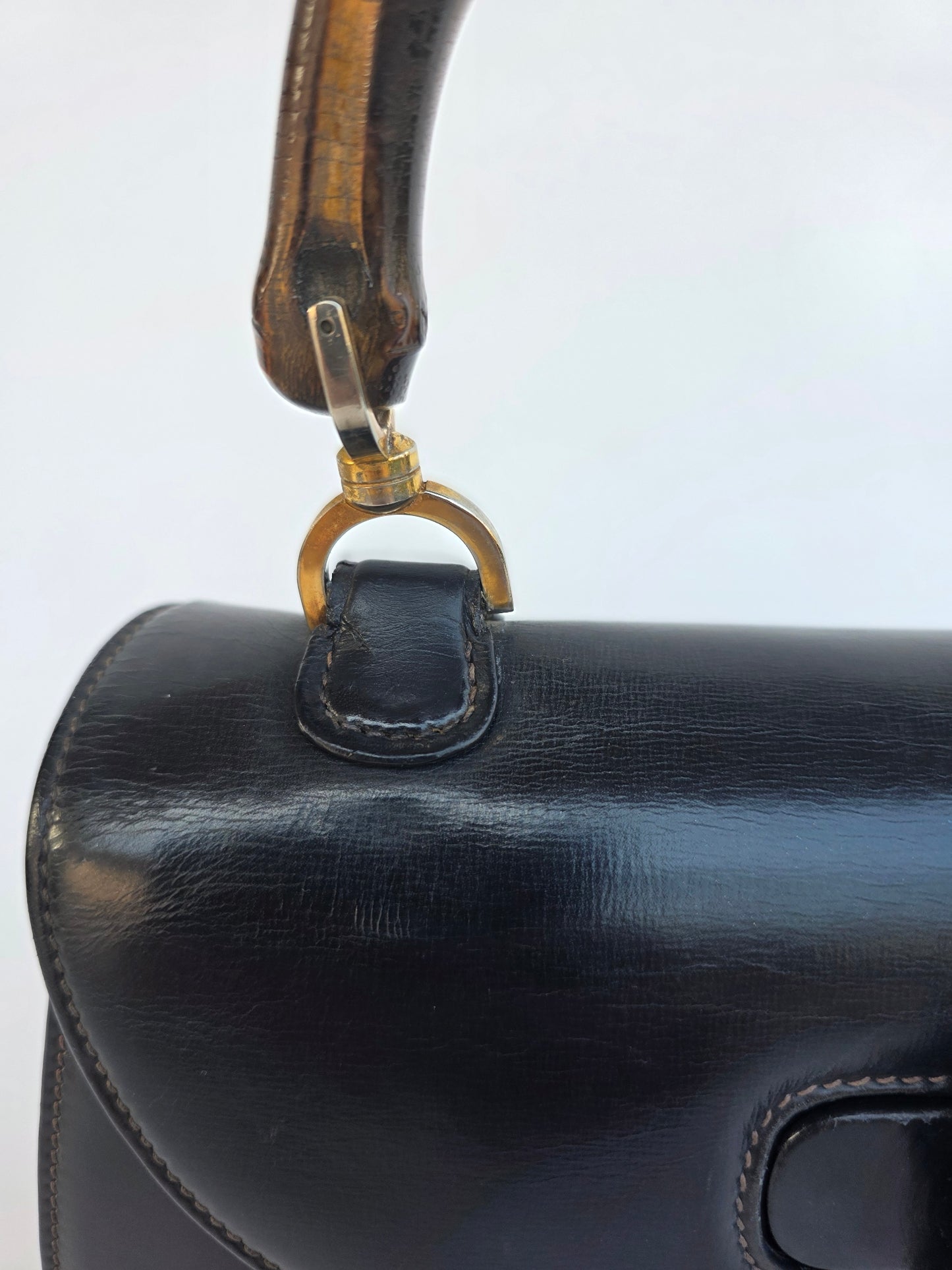 Borsa Bamboo Bag in pelle di vitello blu notte degli anni 60/70