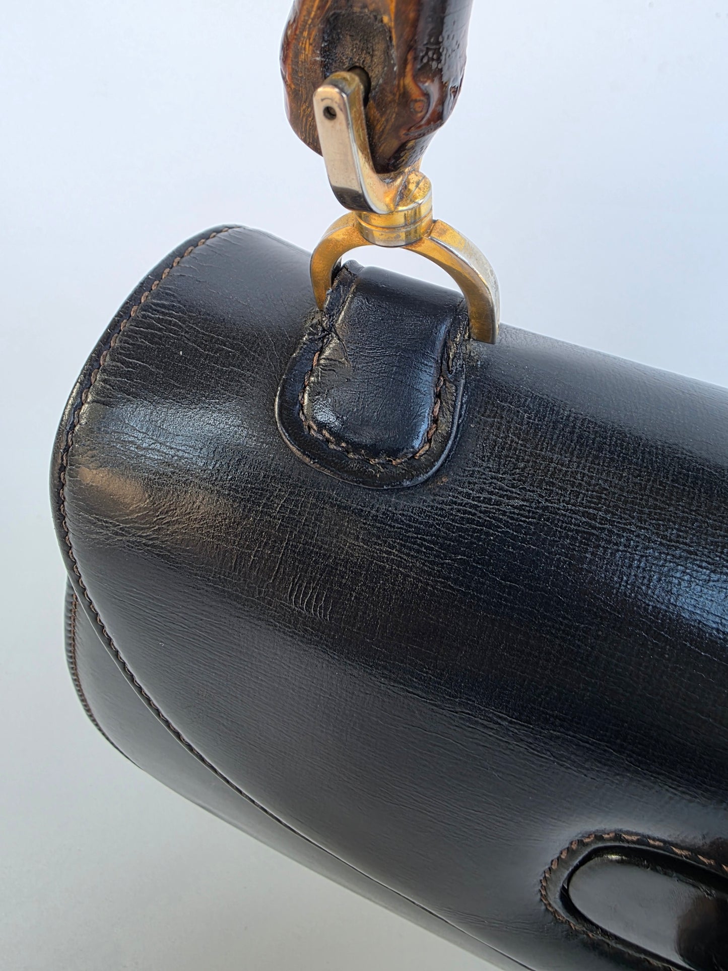 Borsa Bamboo Bag in pelle di vitello blu notte degli anni 60/70