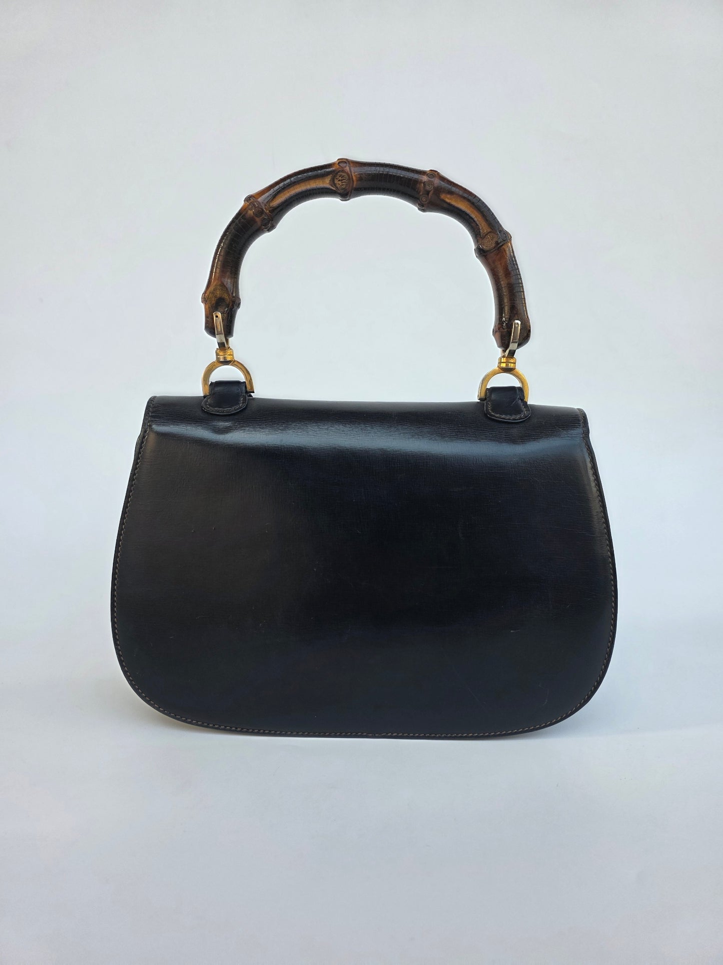 Borsa Bamboo Bag in pelle di vitello blu notte degli anni 60/70