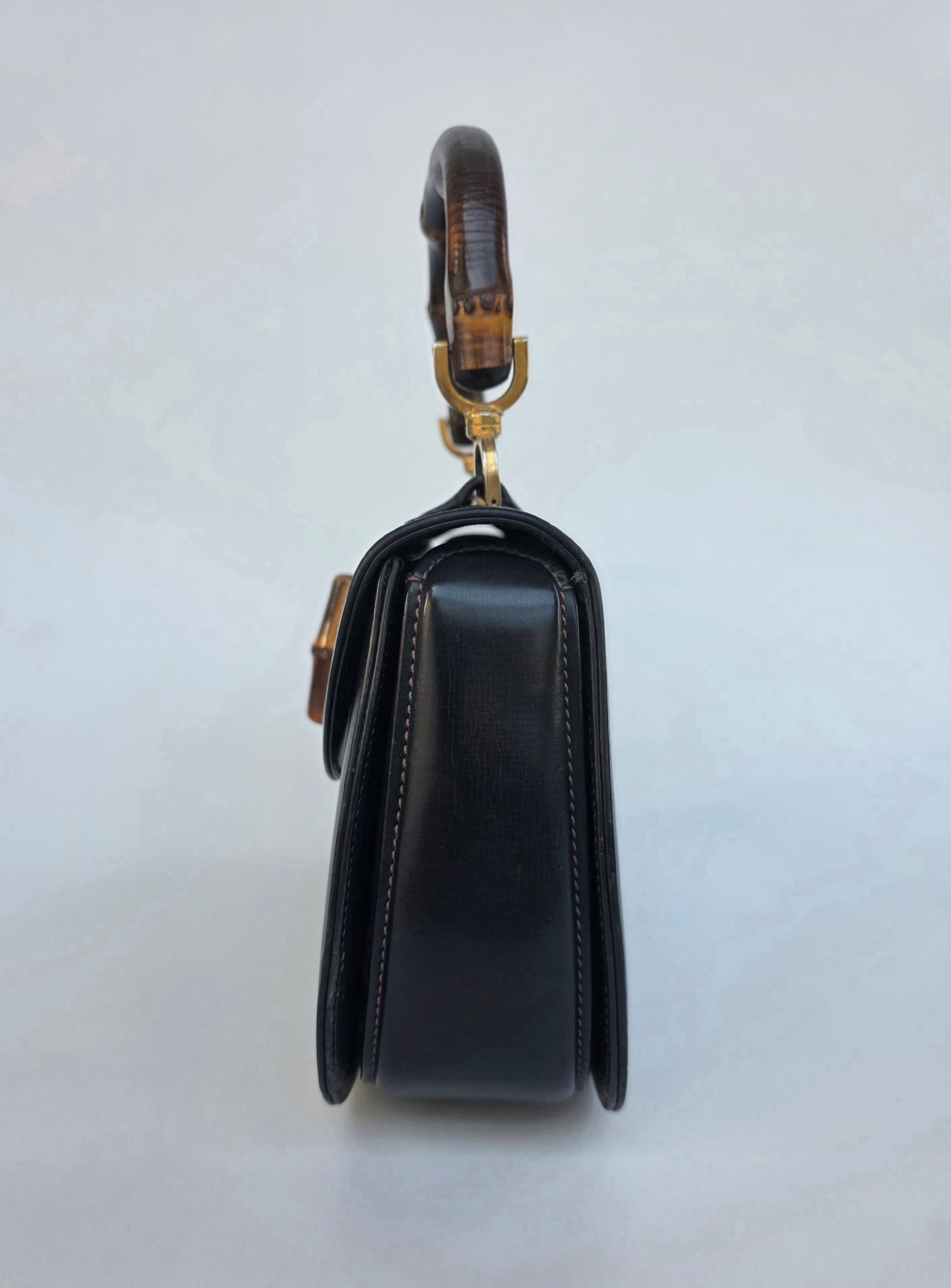 Borsa Bamboo Bag in pelle di vitello blu notte degli anni 60/70