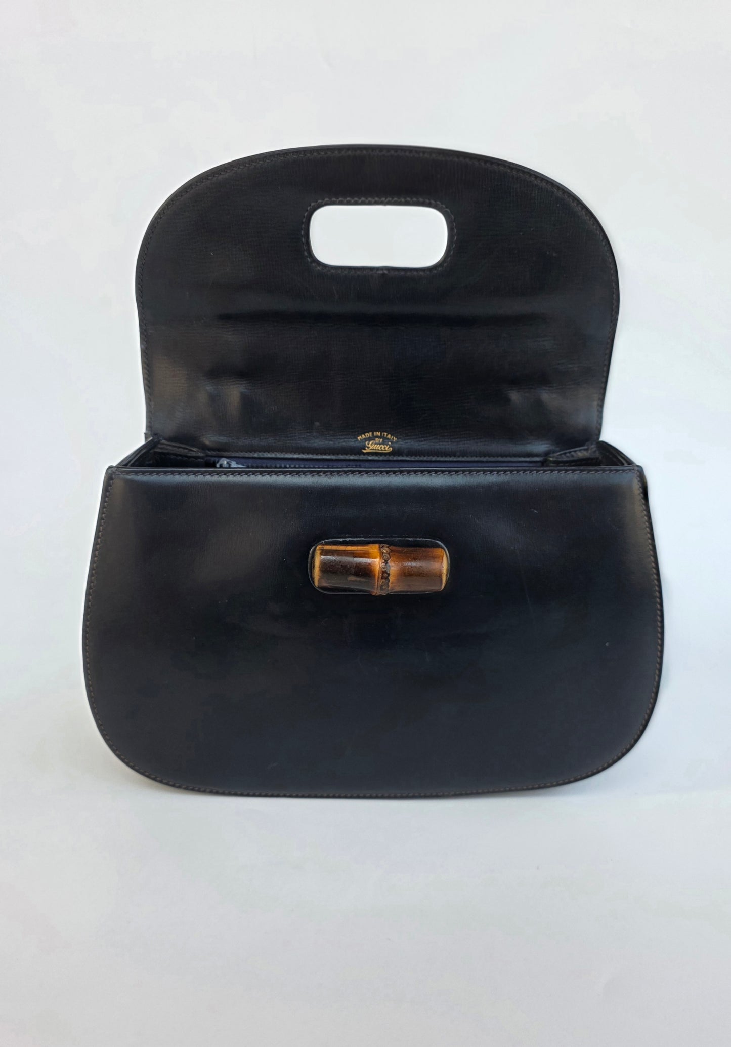 Borsa Bamboo Bag in pelle di vitello blu notte degli anni 60/70