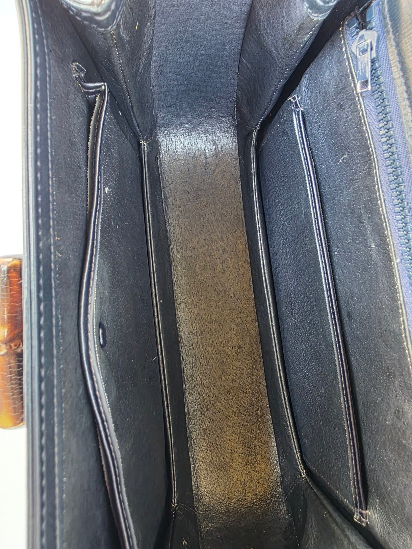 Borsa Bamboo Bag in pelle di vitello blu notte degli anni 60/70