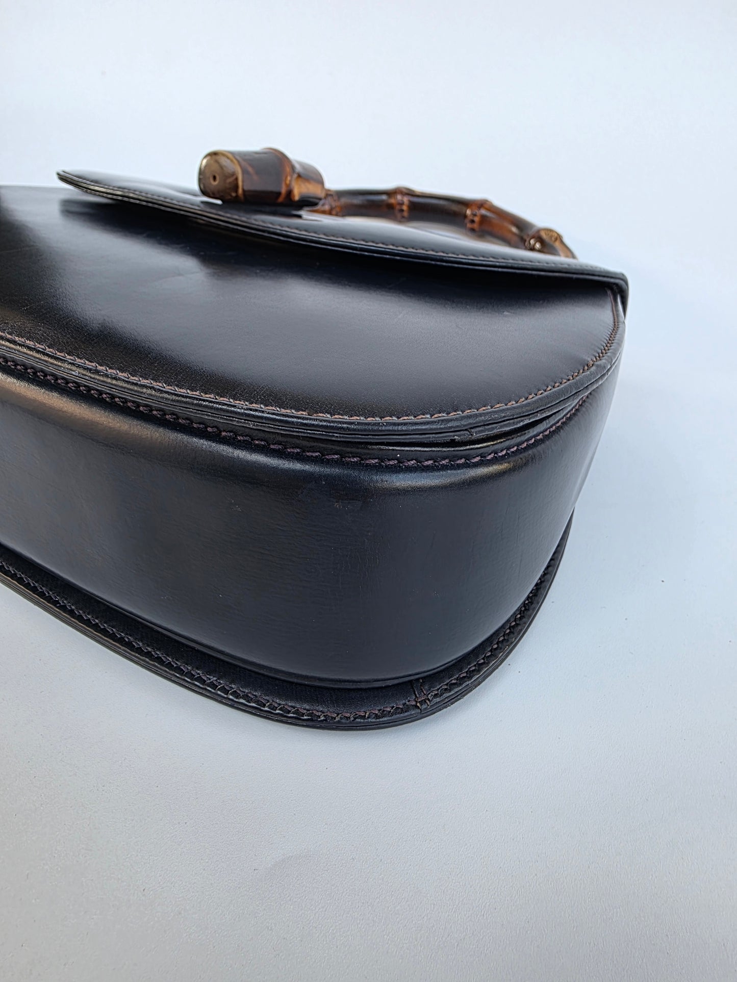 Borsa Bamboo Bag in pelle di vitello blu notte degli anni 60/70