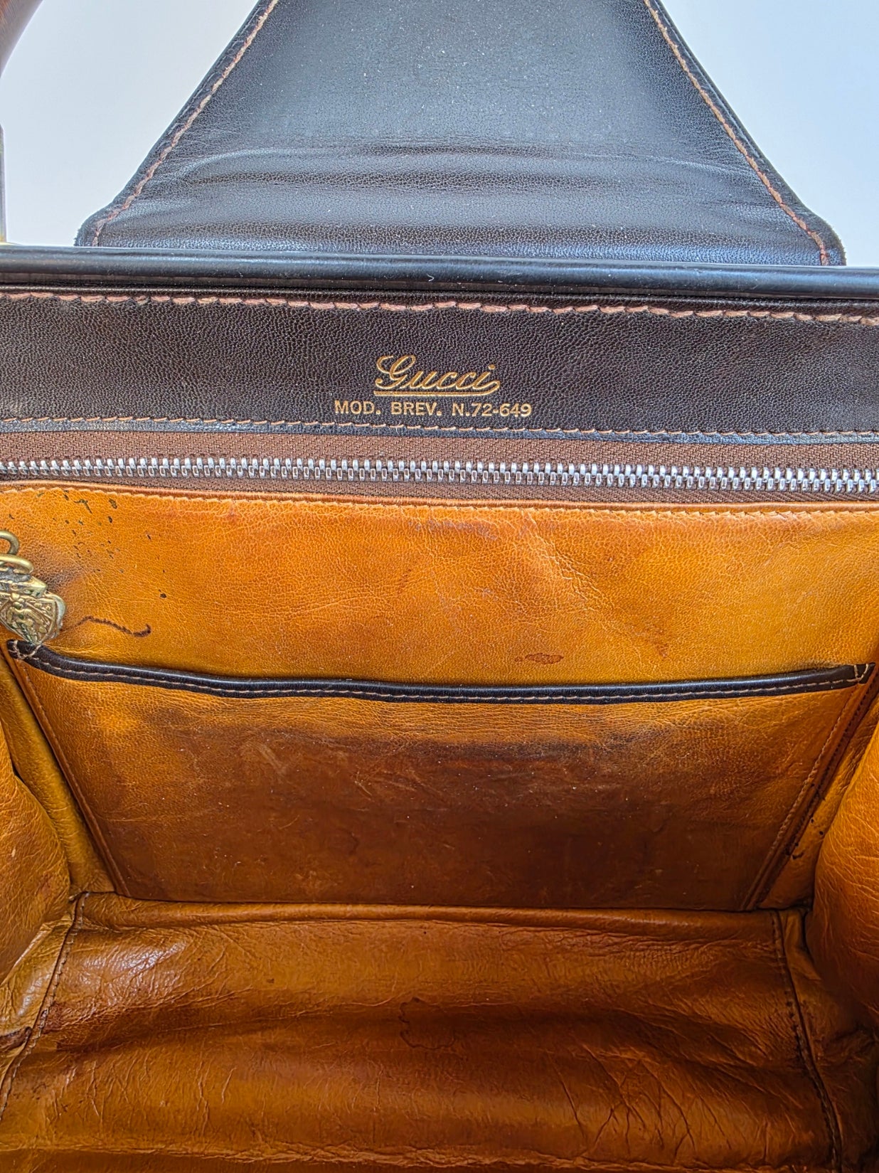 Borsa Gucci vintage con manico in legno anni '50