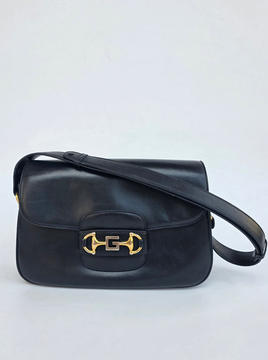 Borsa Gucci Horsebit vintage anni '70 in pelle blu notte