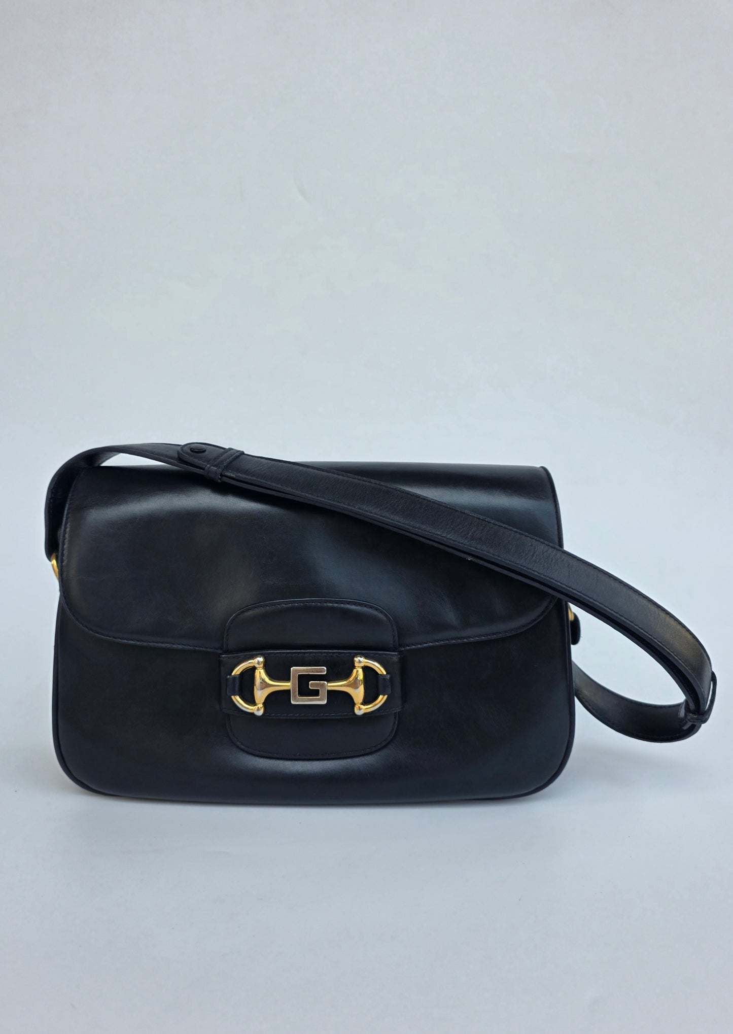 Borsa Gucci Horsebit vintage anni '70 in pelle blu notte