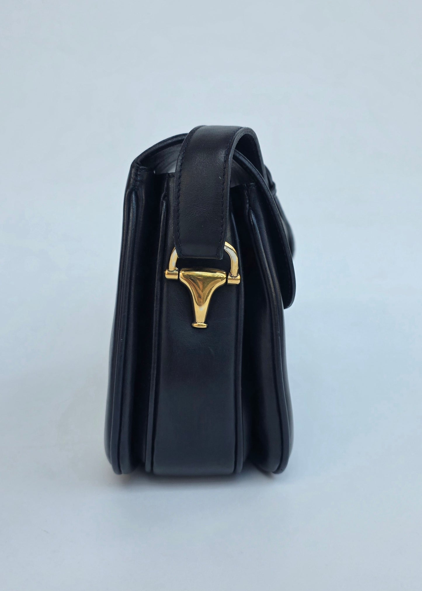 Borsa Gucci Horsebit vintage anni '70 in pelle blu notte