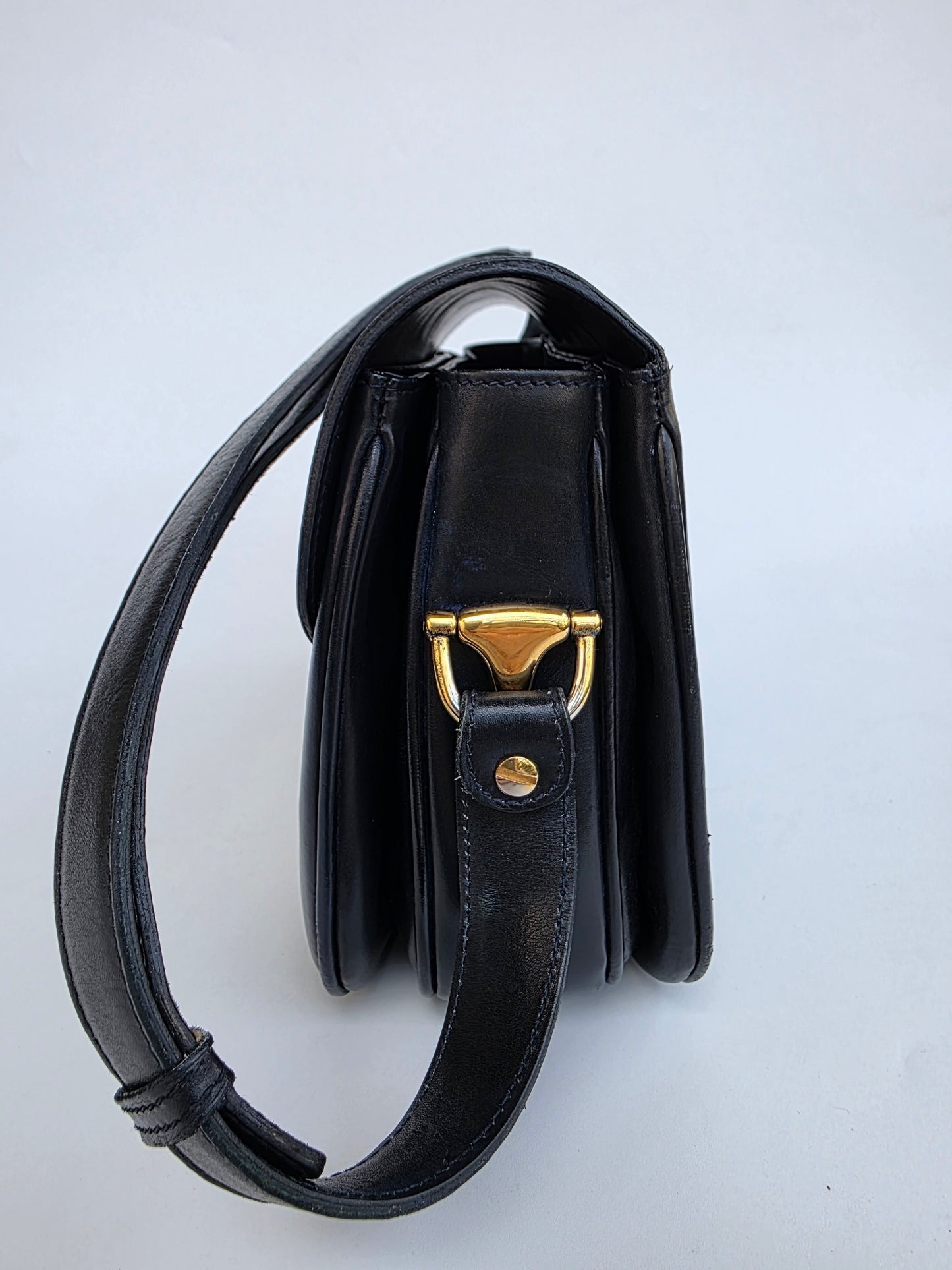 Borsa Gucci Horsebit vintage anni '70 in pelle blu notte