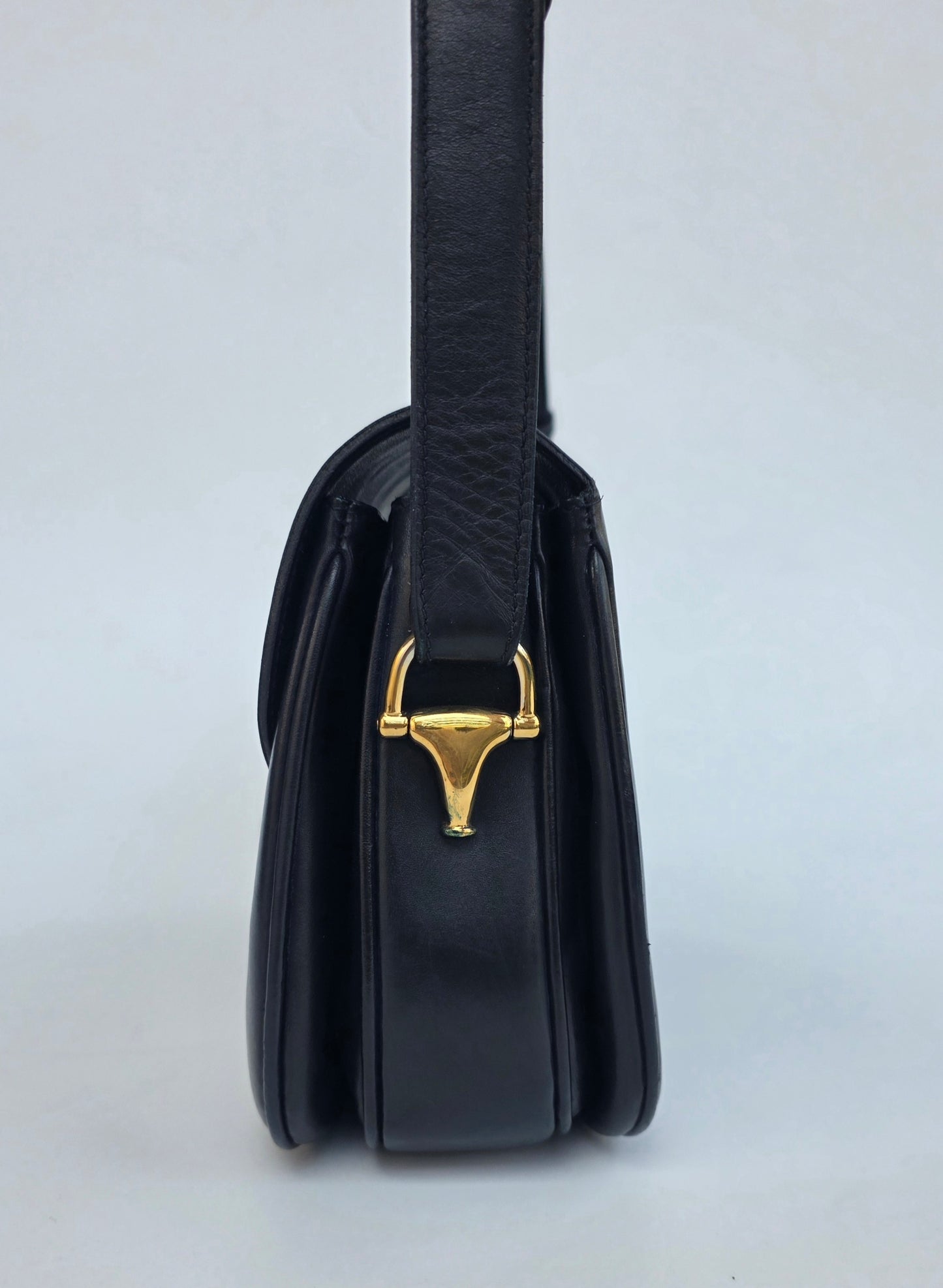 Borsa Gucci Horsebit vintage anni '70 in pelle blu notte