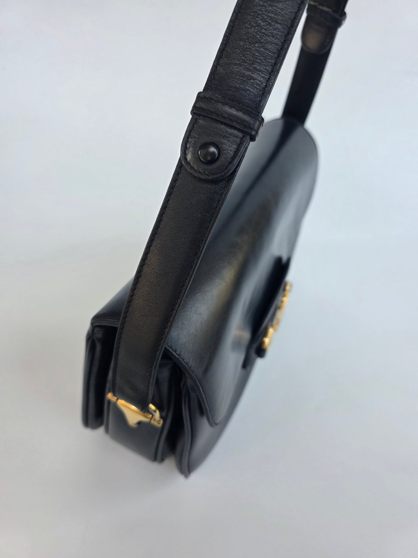 Borsa Gucci Horsebit vintage anni '70 in pelle blu notte