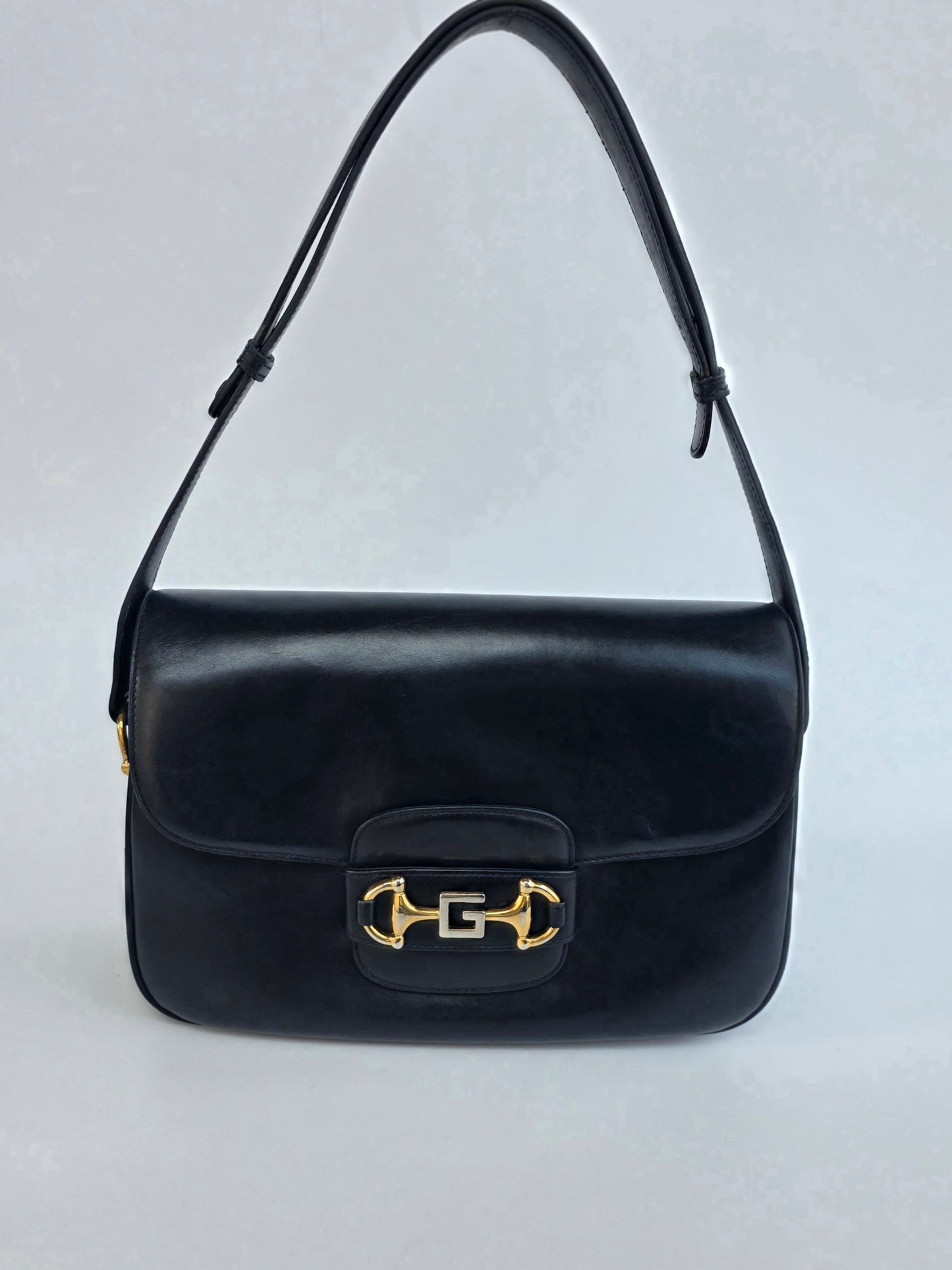 Borsa Gucci Horsebit vintage anni '70 in pelle blu notte