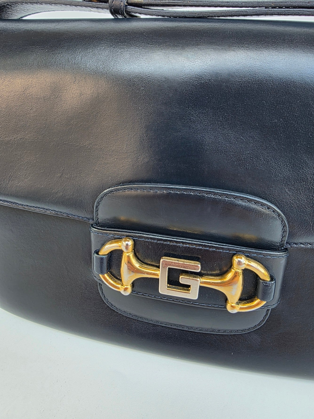 Borsa Gucci Horsebit vintage anni '70 in pelle blu notte
