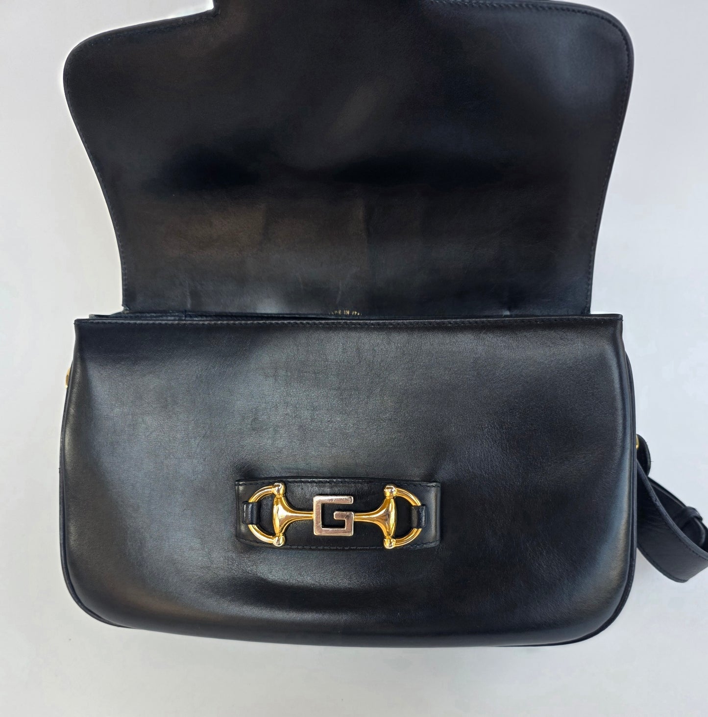 Borsa Gucci Horsebit vintage anni '70 in pelle blu notte