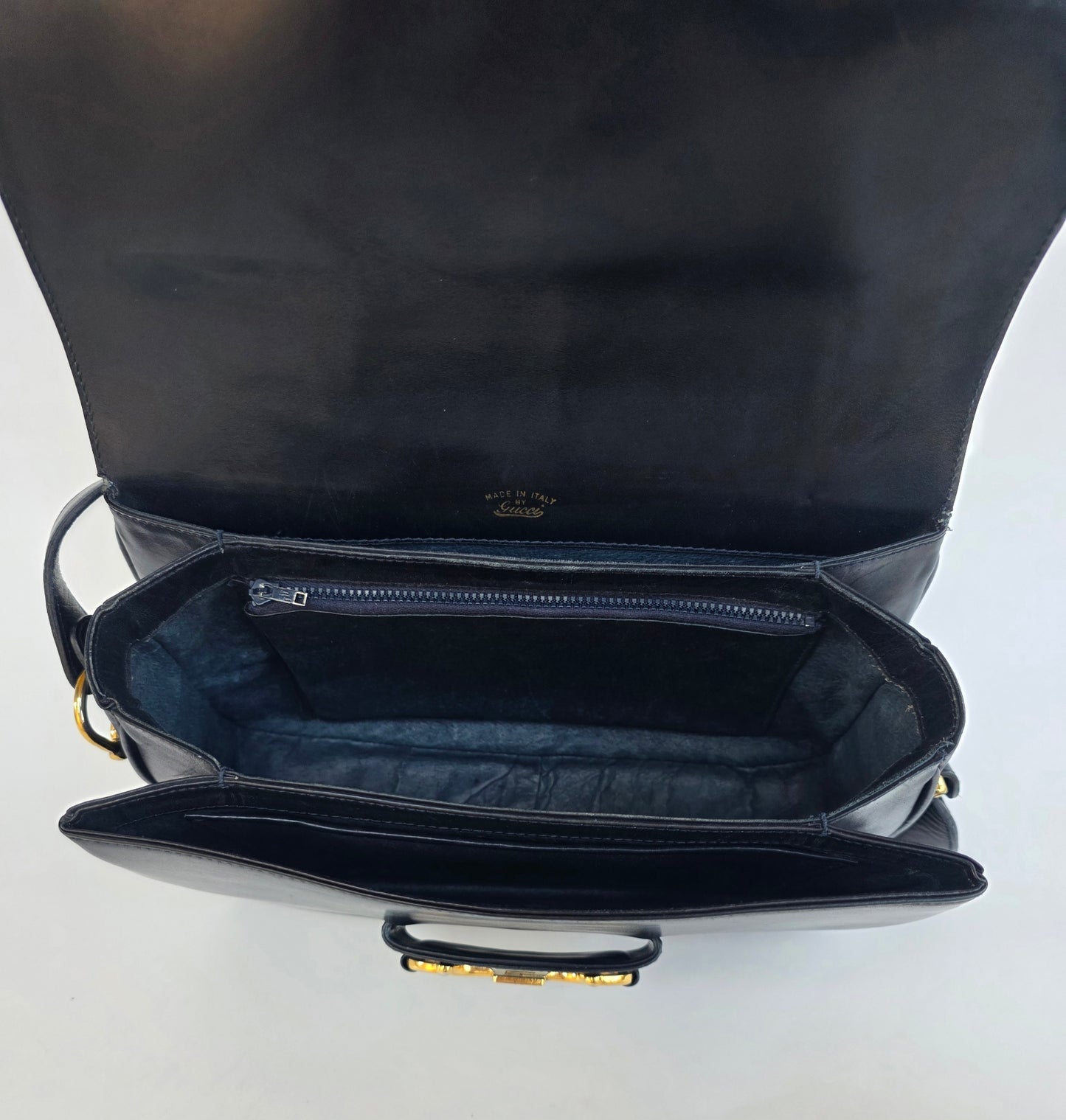 Borsa Gucci Horsebit vintage anni '70 in pelle blu notte