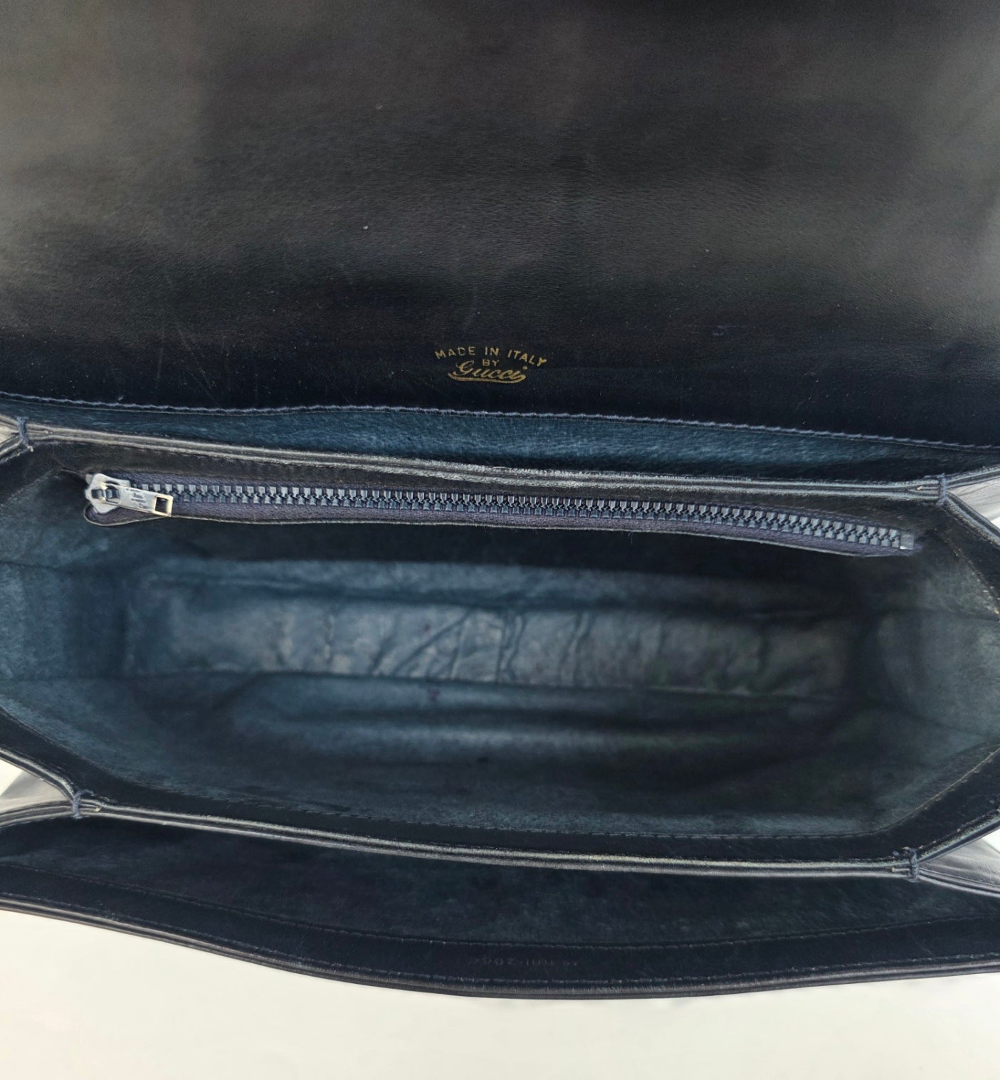 Borsa Gucci Horsebit vintage anni '70 in pelle blu notte