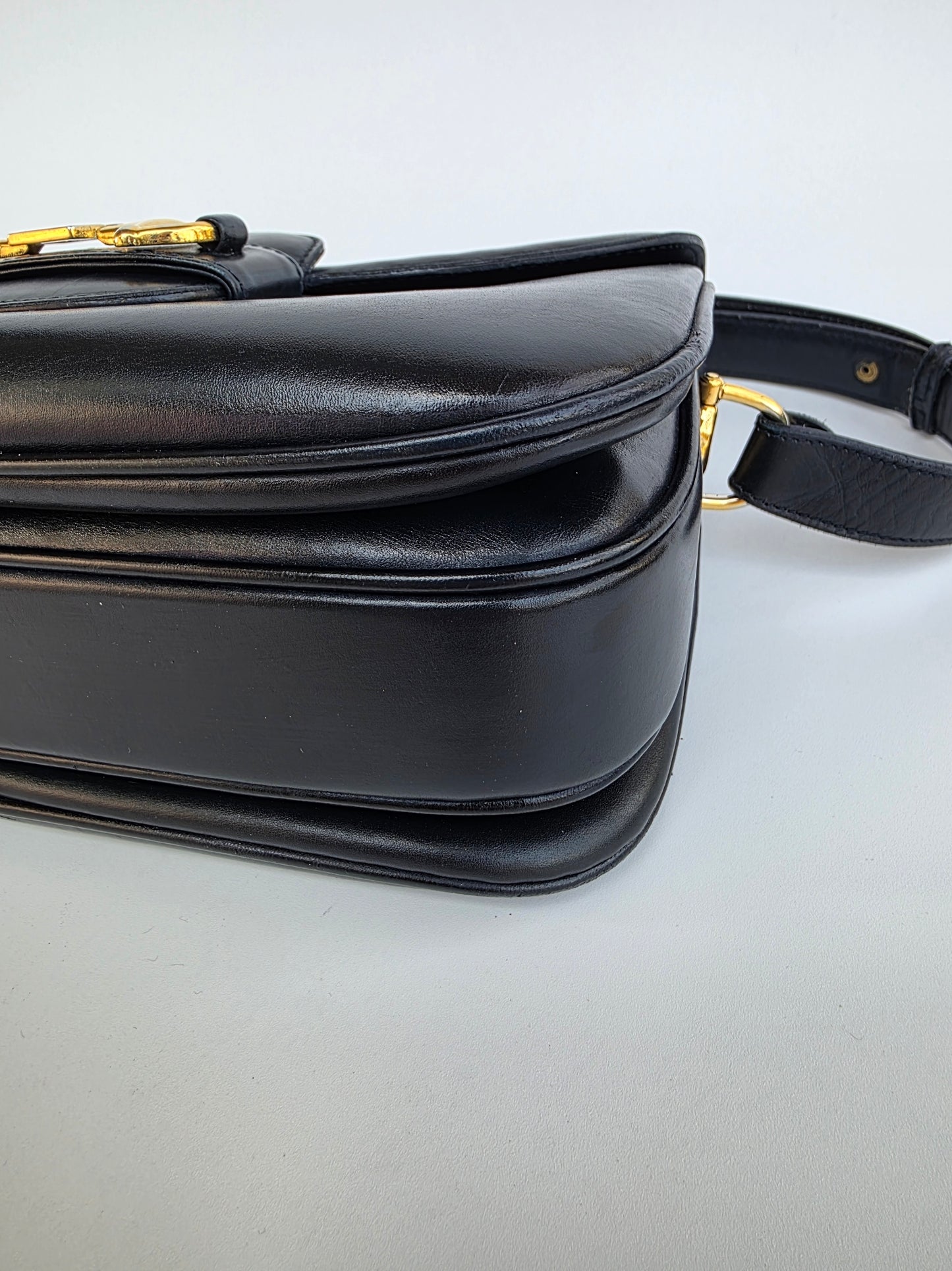 Borsa Gucci Horsebit vintage anni '70 in pelle blu notte
