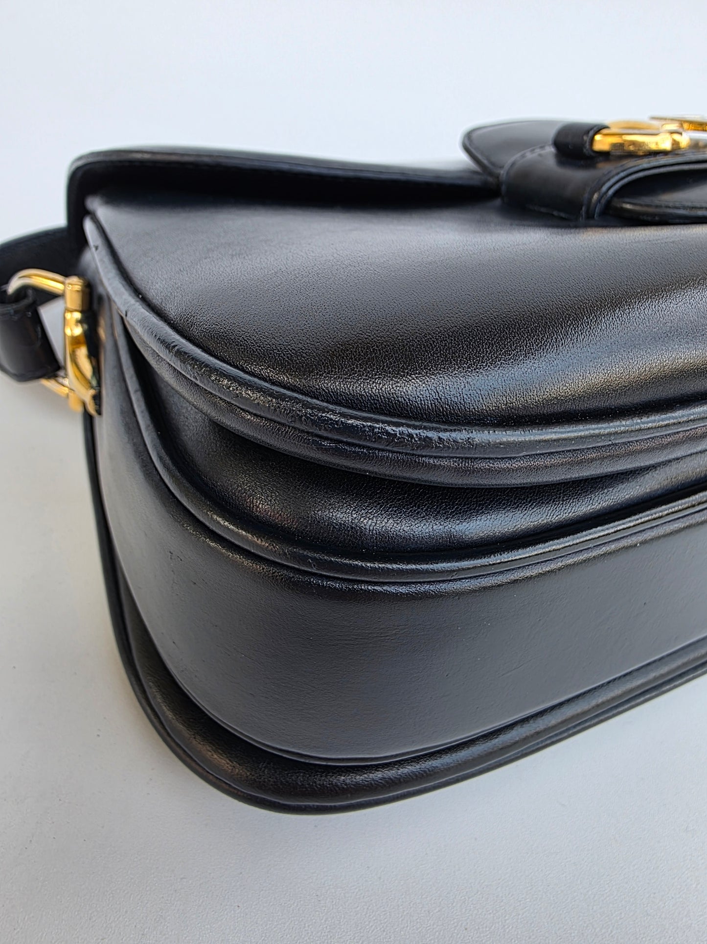 Borsa Gucci Horsebit vintage anni '70 in pelle blu notte