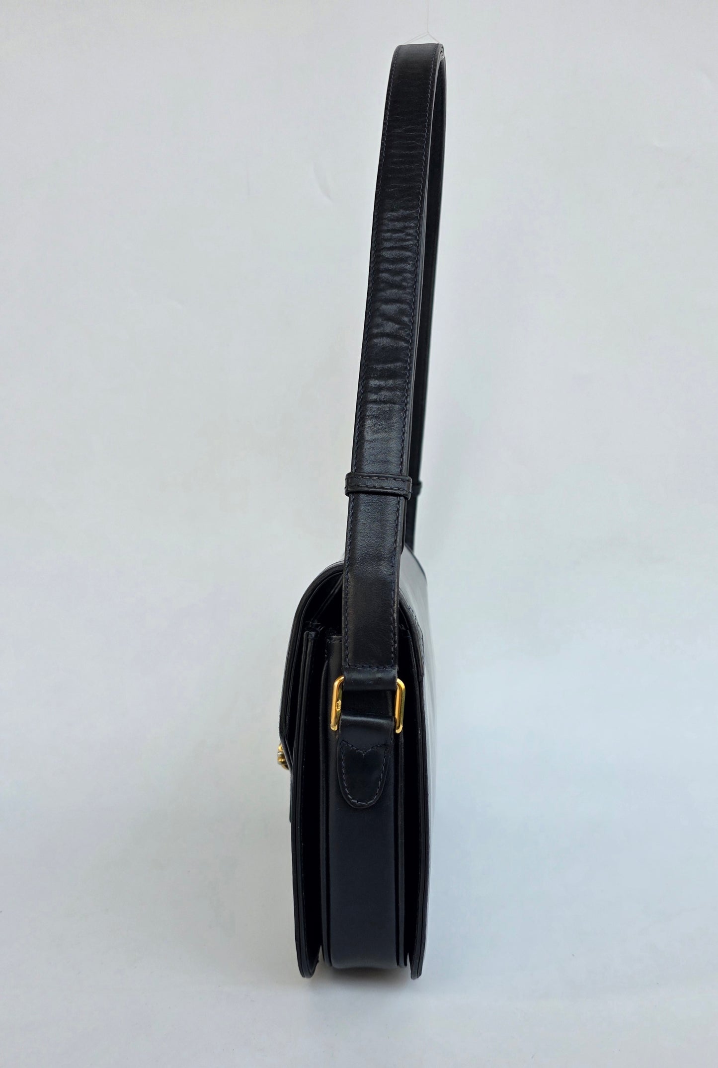 Borsa Gucci vintage anni 80 in pelle blu navy chiusura nodo nautico