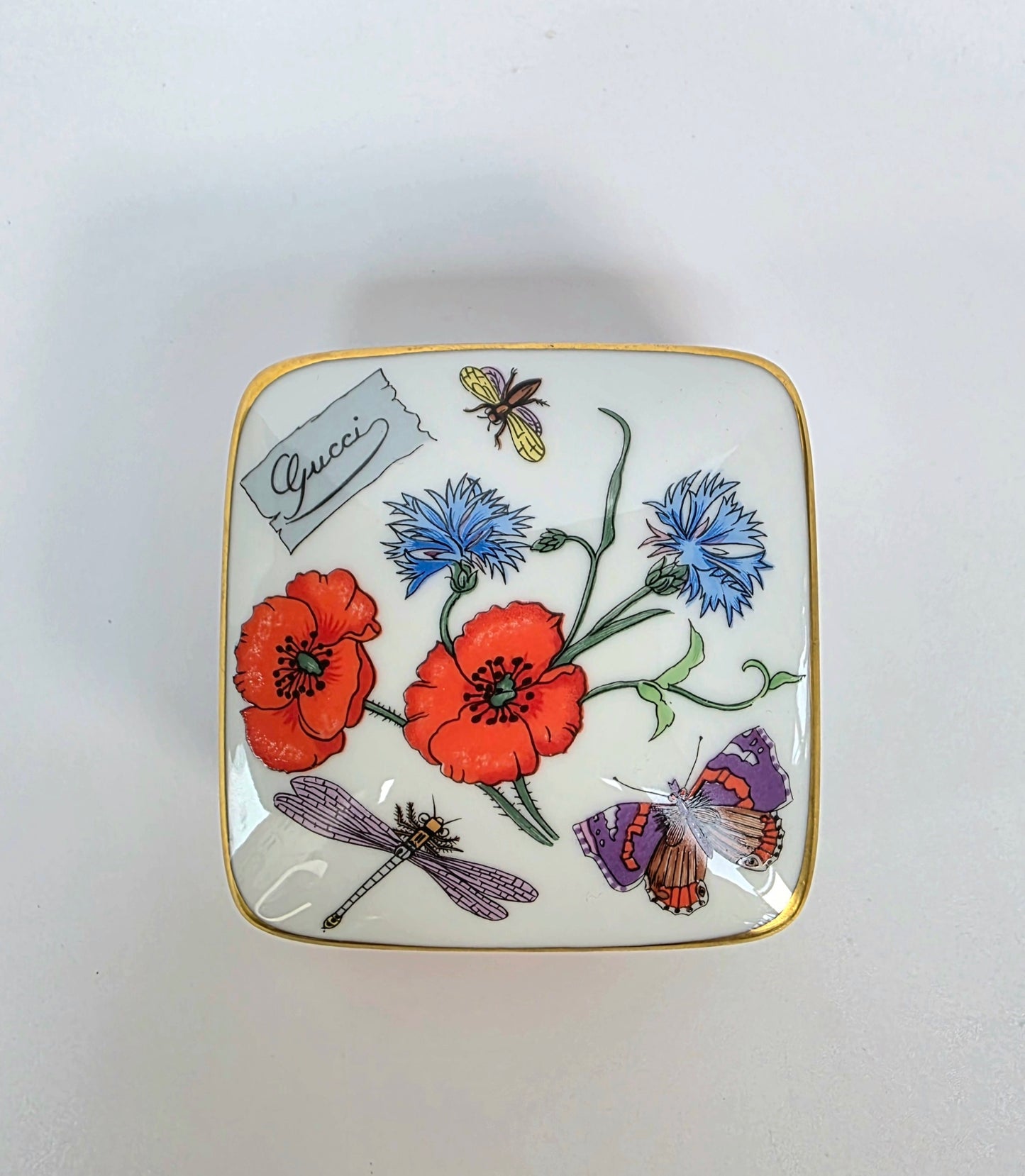 Scatola Portaoggetti Gucci Flora in Porcellana di Limoges anni '80