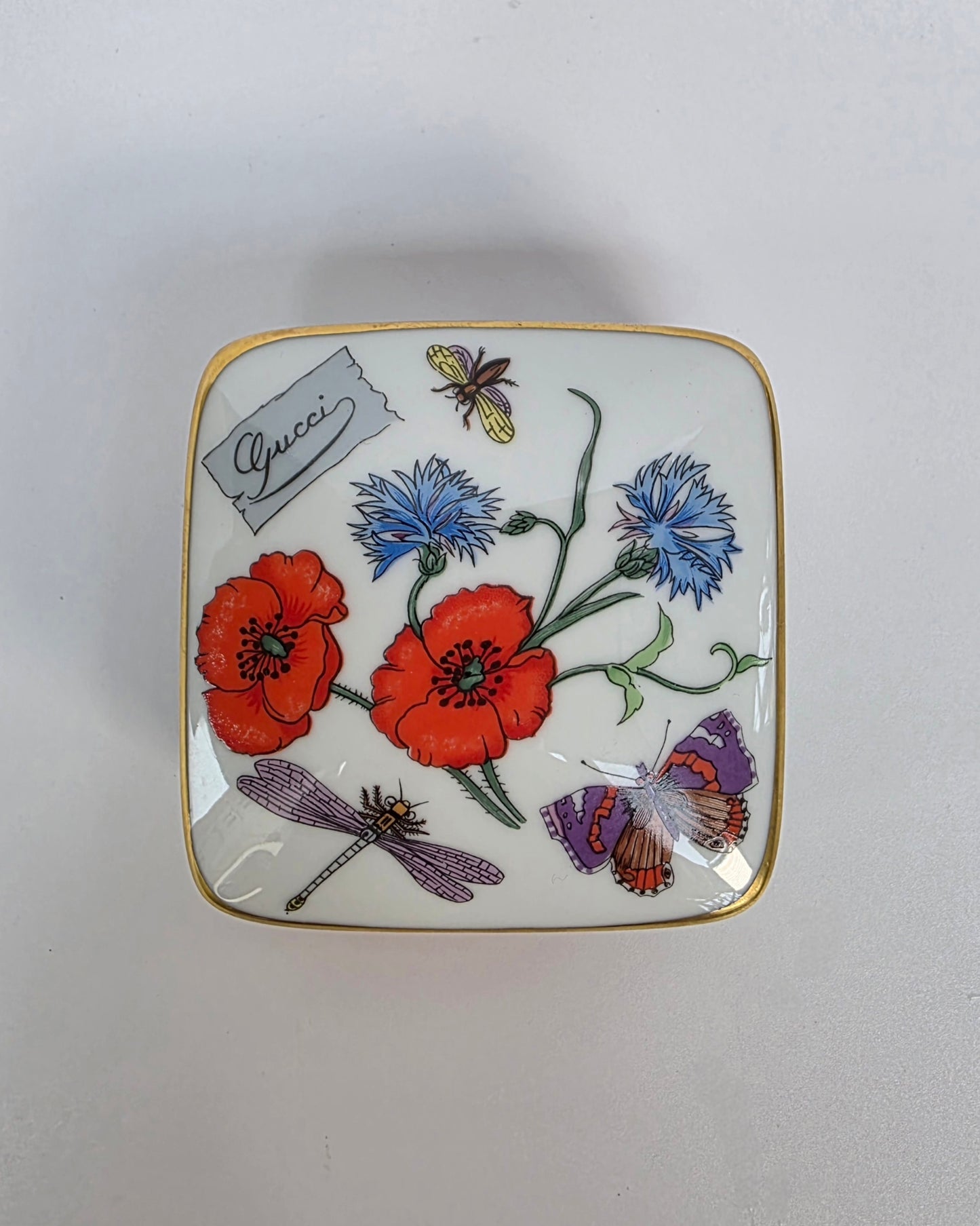 Scatola Portaoggetti Gucci Flora in Porcellana di Limoges anni '80