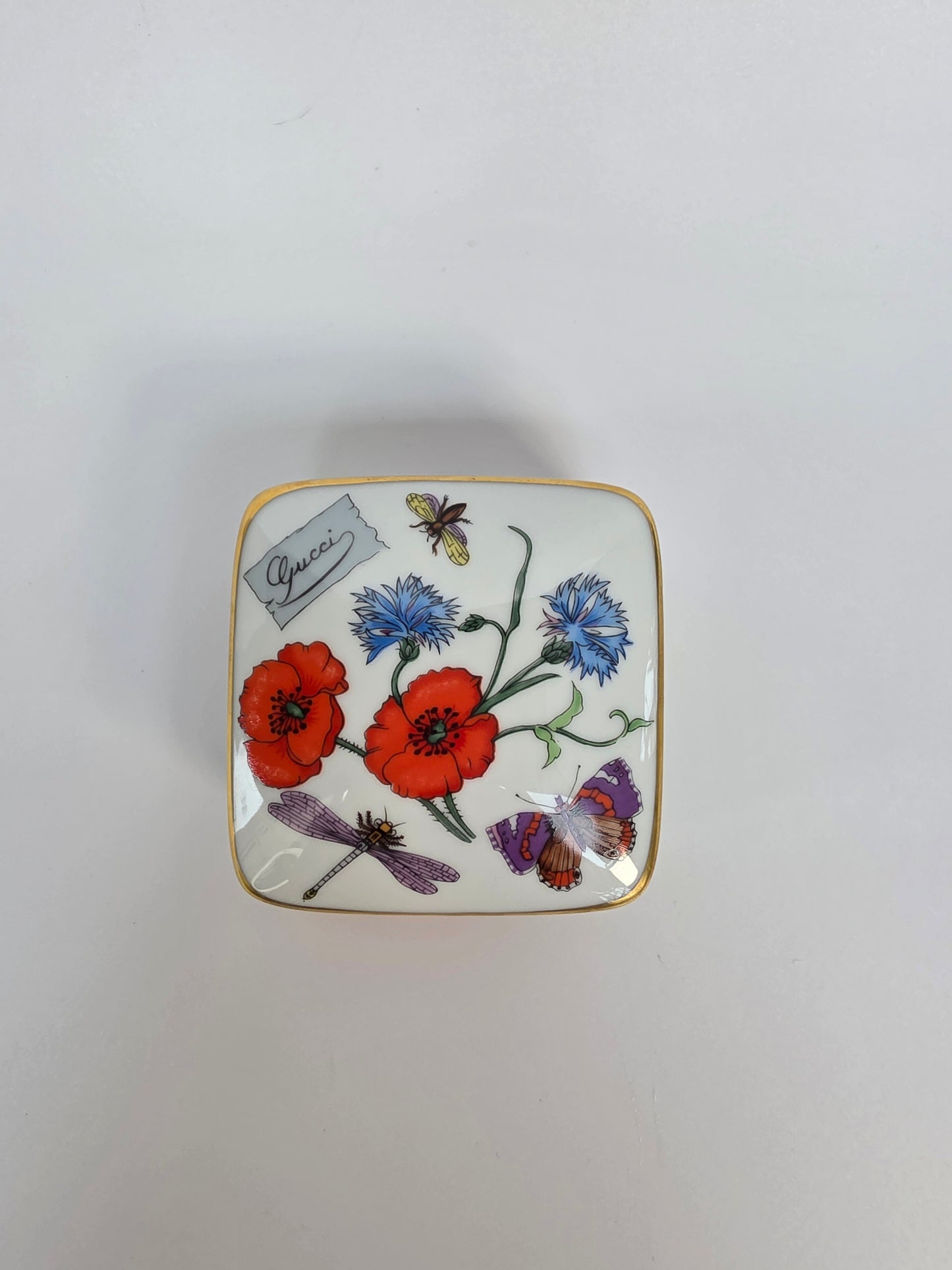 Scatola Portaoggetti Gucci Flora in Porcellana di Limoges anni '80