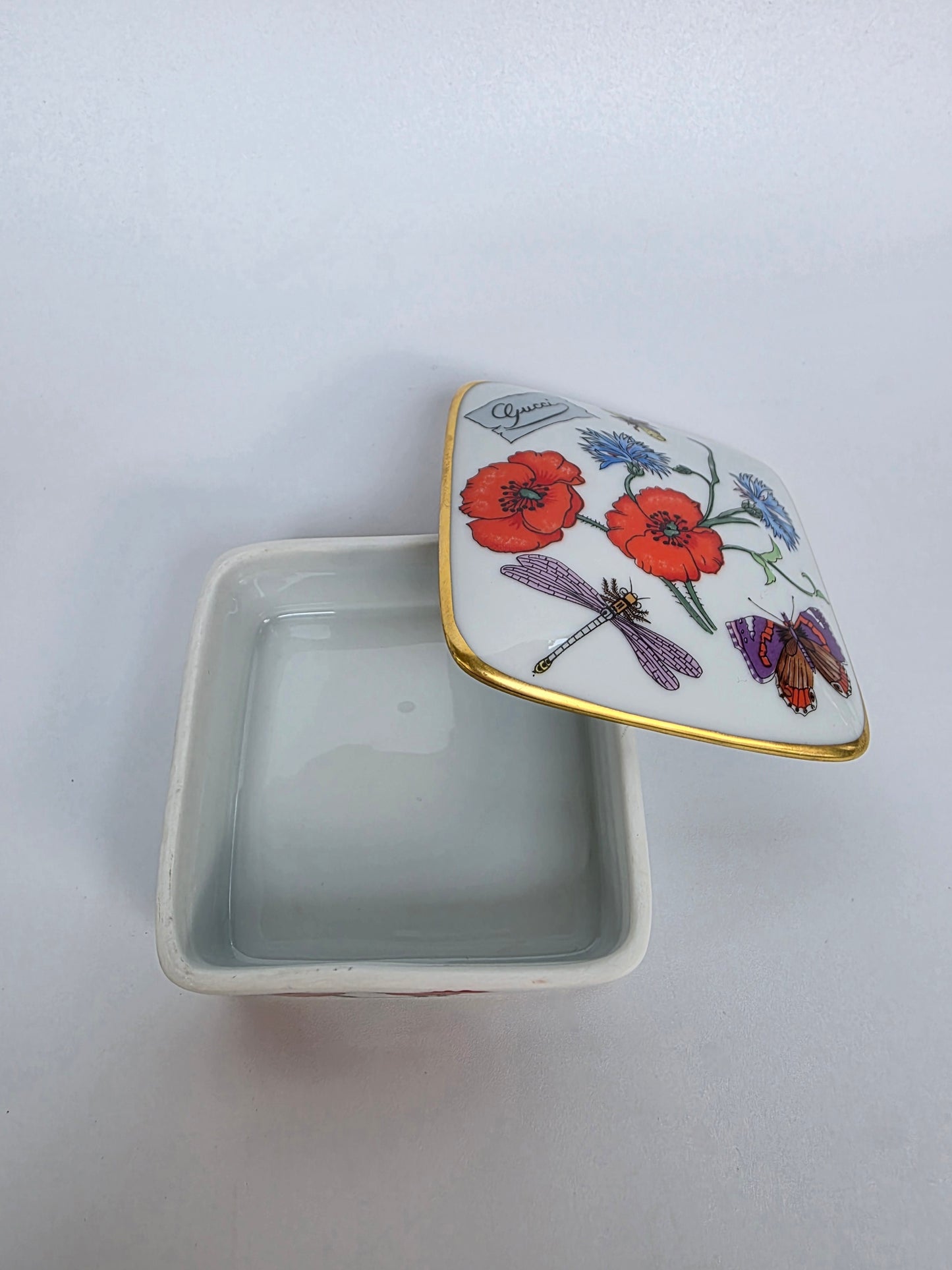 Scatola Portaoggetti Gucci Flora in Porcellana di Limoges anni '80