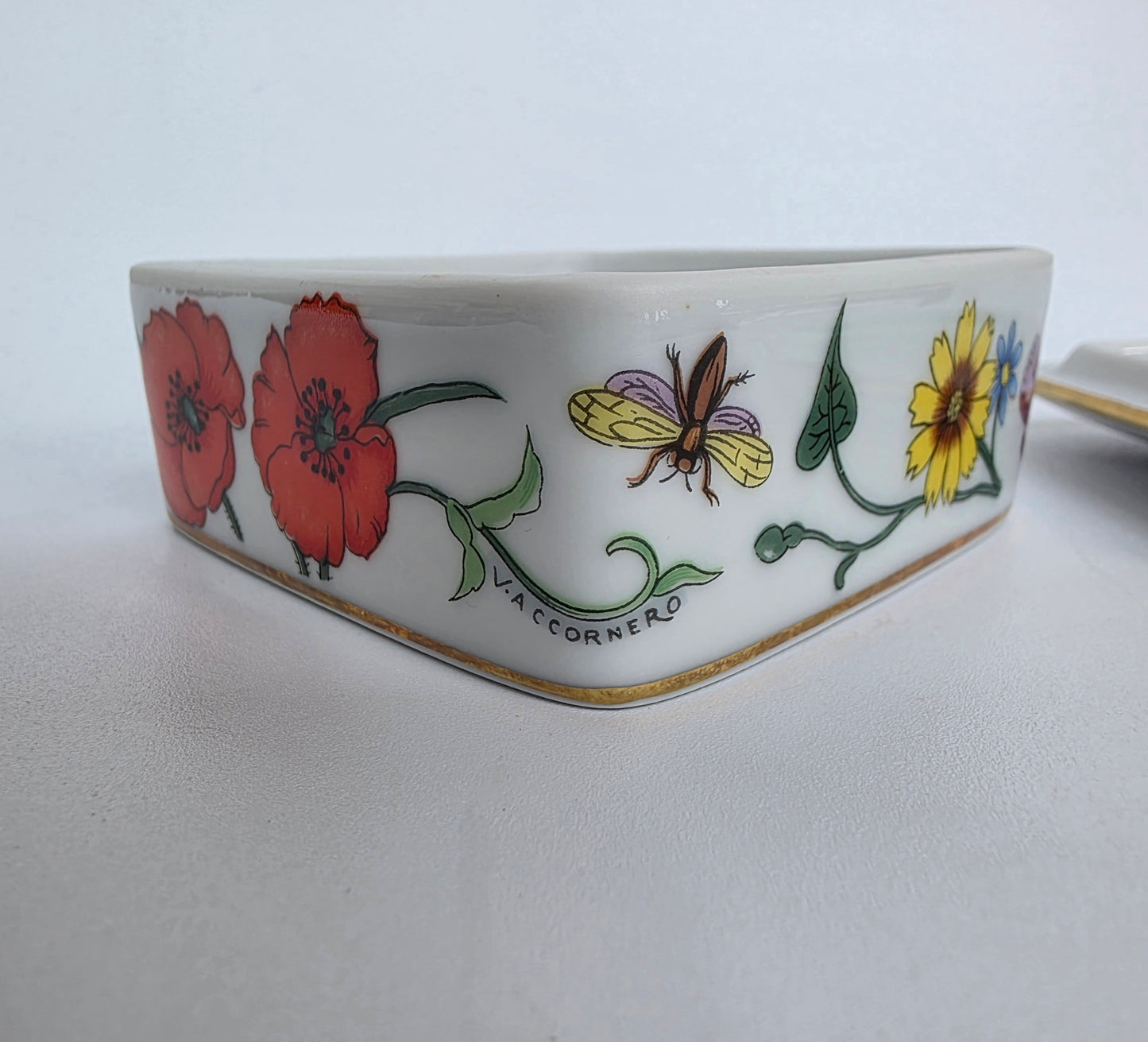 Scatola Portaoggetti Gucci Flora in Porcellana di Limoges anni '80