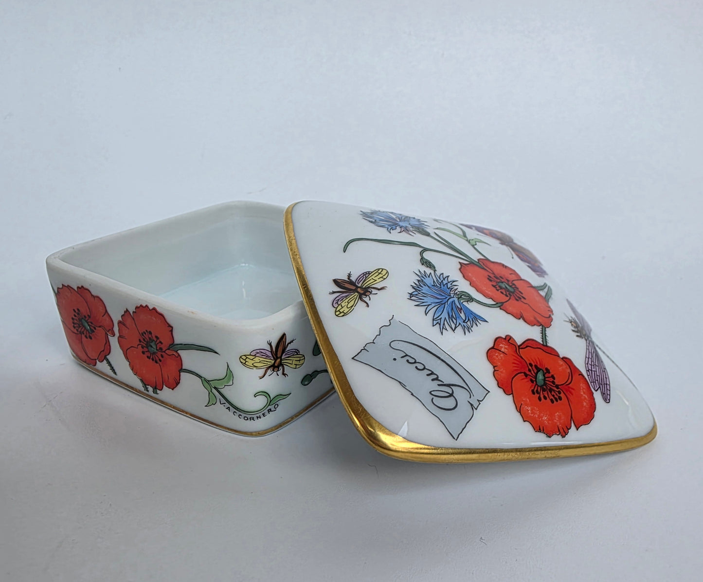 Scatola Portaoggetti Gucci Flora in Porcellana di Limoges anni '80