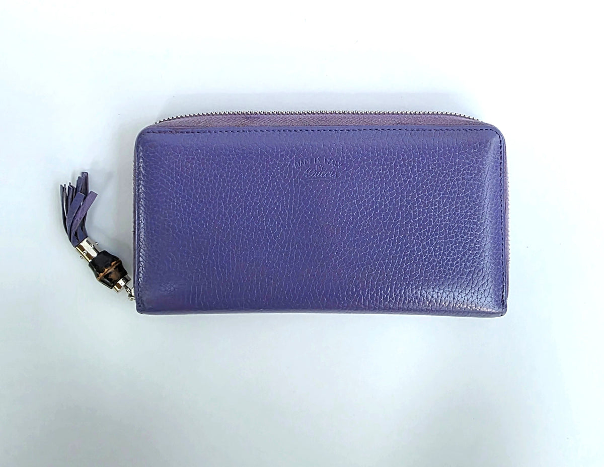 Portafoglio Gucci con cerniera Bamboo viola