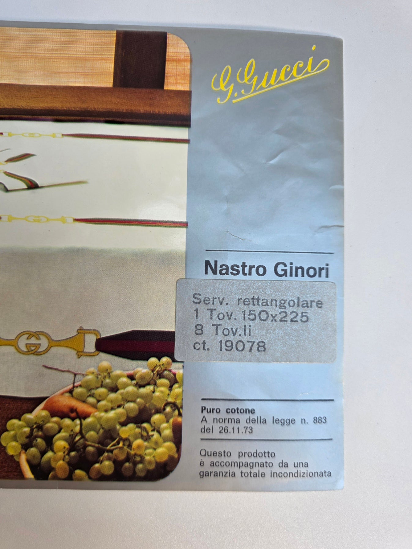Set Rettangolare Tovaglia con 8 tovaglioli “Nastro Ginori”, anni '70