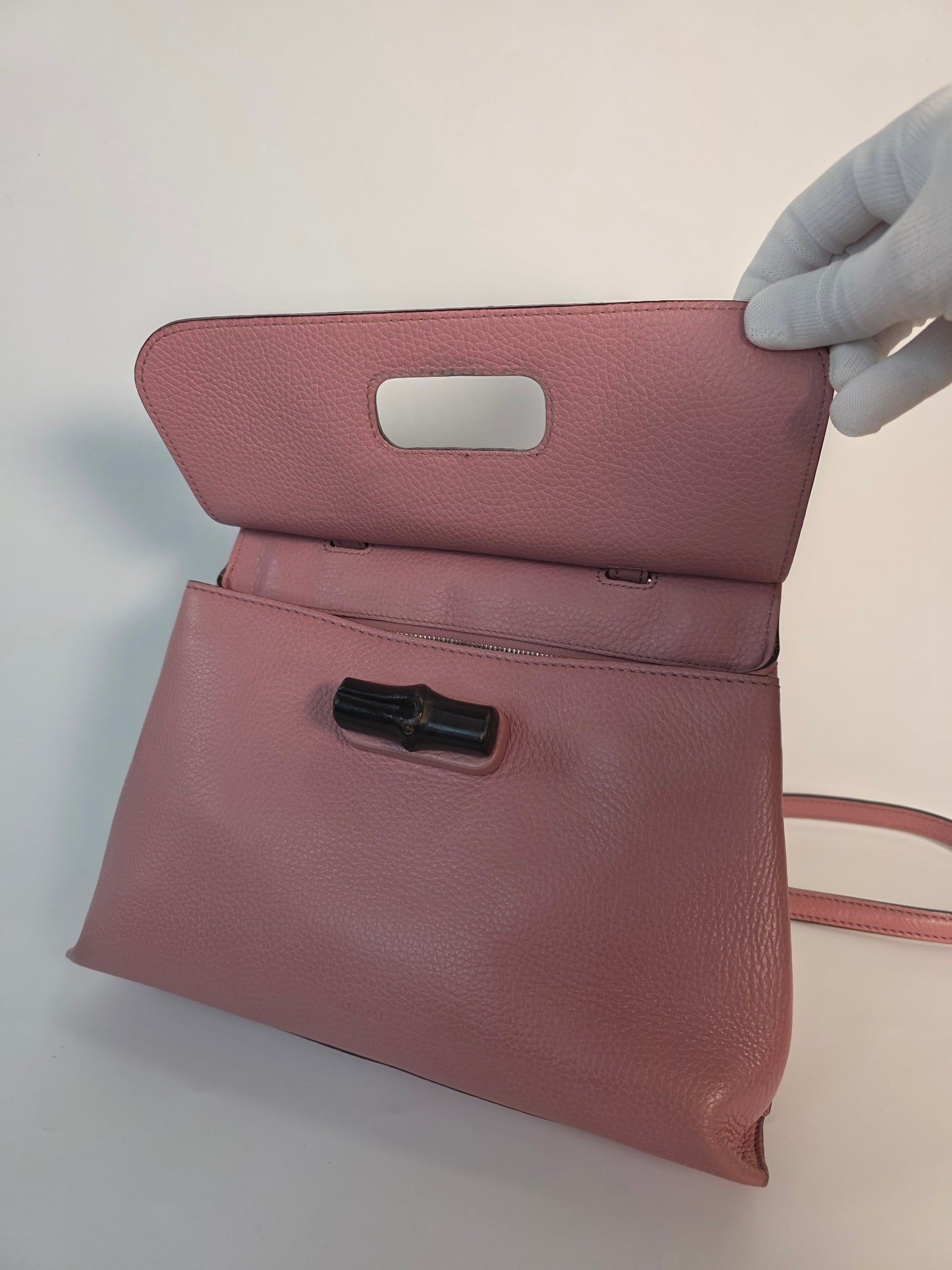 Borsa Gucci Bamboo Daily in pelle rosa