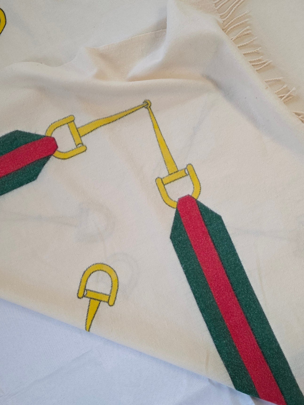 Plaid Gucci vintage in lana vergine con motivo Horsebit, anni '70 - '80
