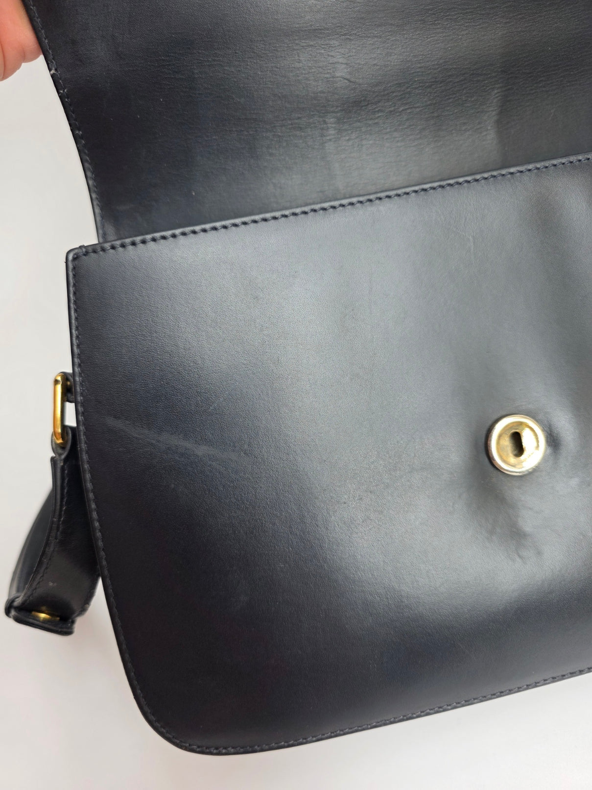 Borsa Gucci vintage anni 80 in pelle blu navy chiusura nodo nautico