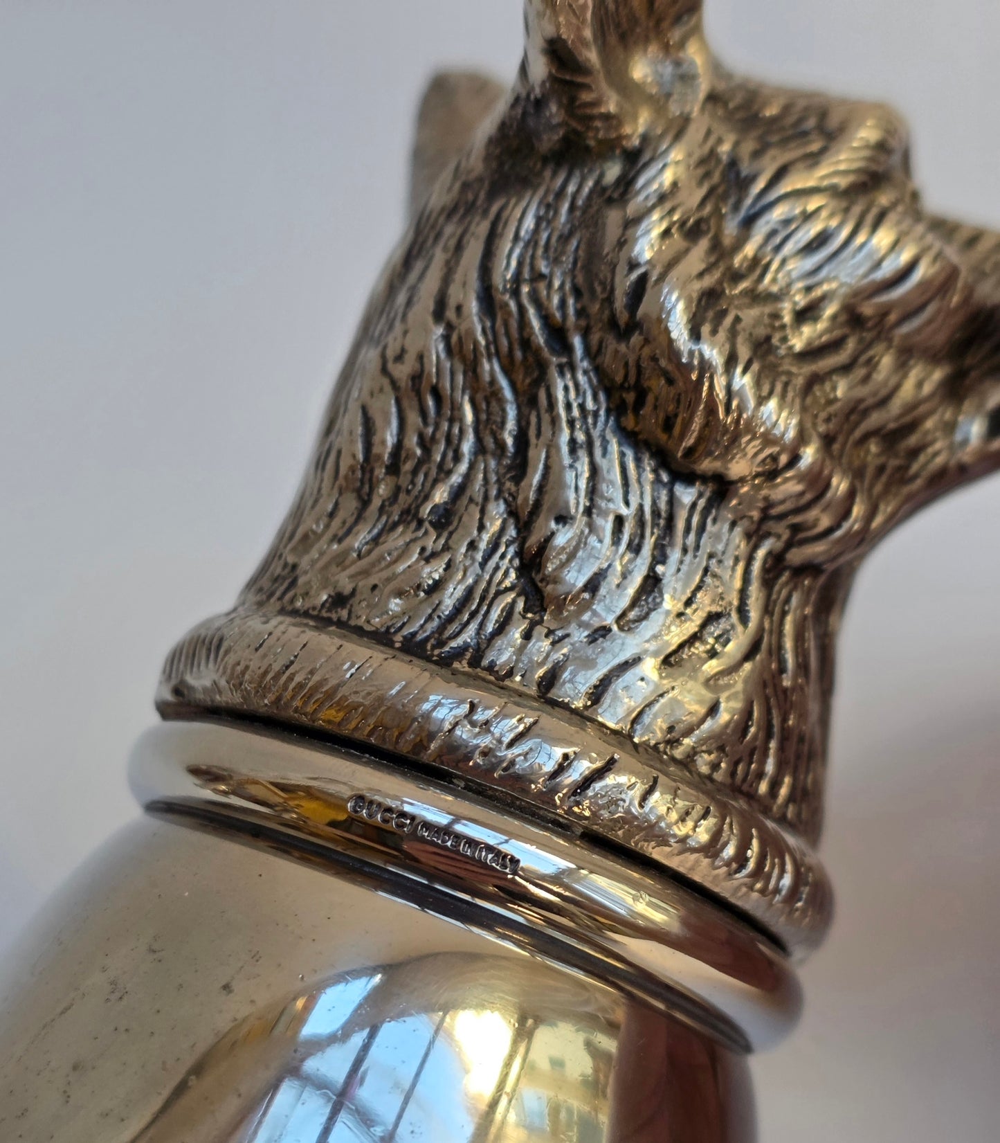 Set 6 Calici Gucci Vintage Anni ‘70, Stirrup Cups "Teste di Animali" in metallo argentato