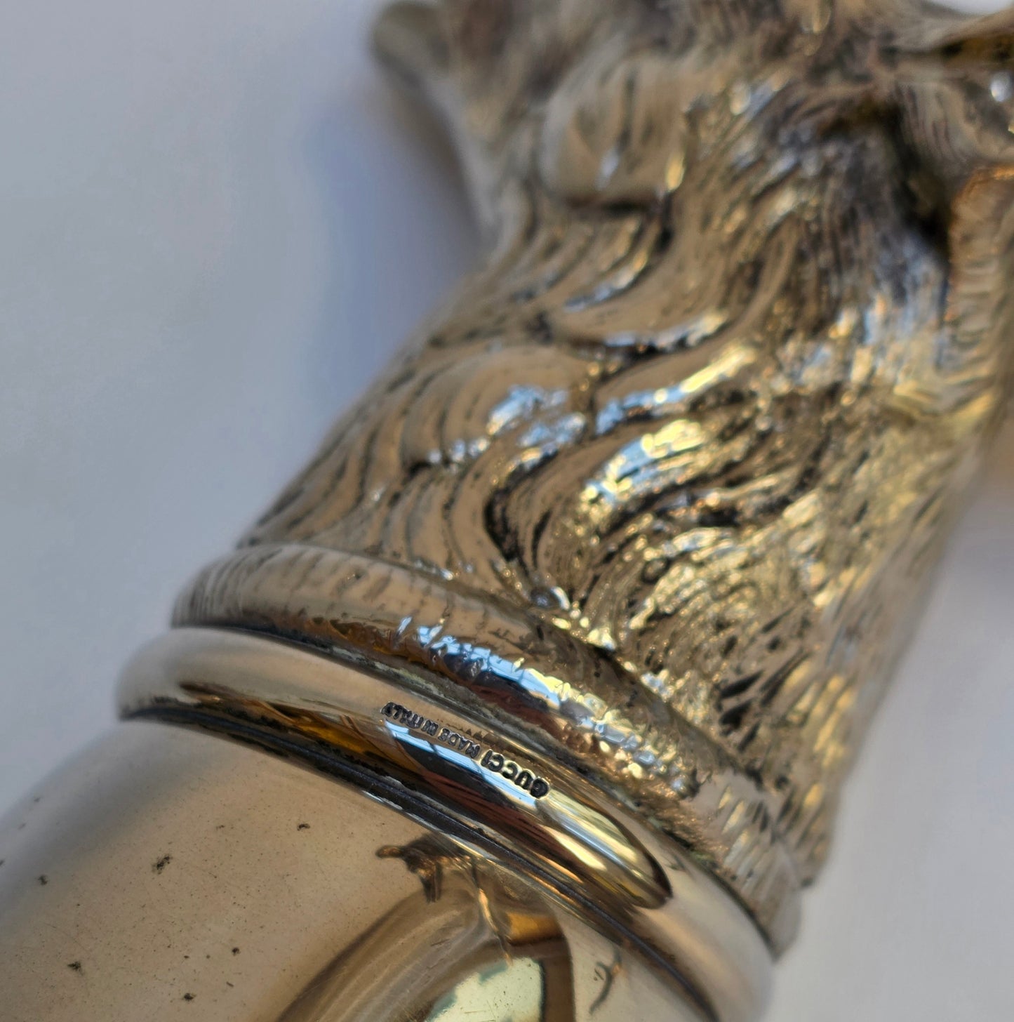 Set 6 Calici Gucci Vintage Anni ‘70, Stirrup Cups "Teste di Animali" in metallo argentato