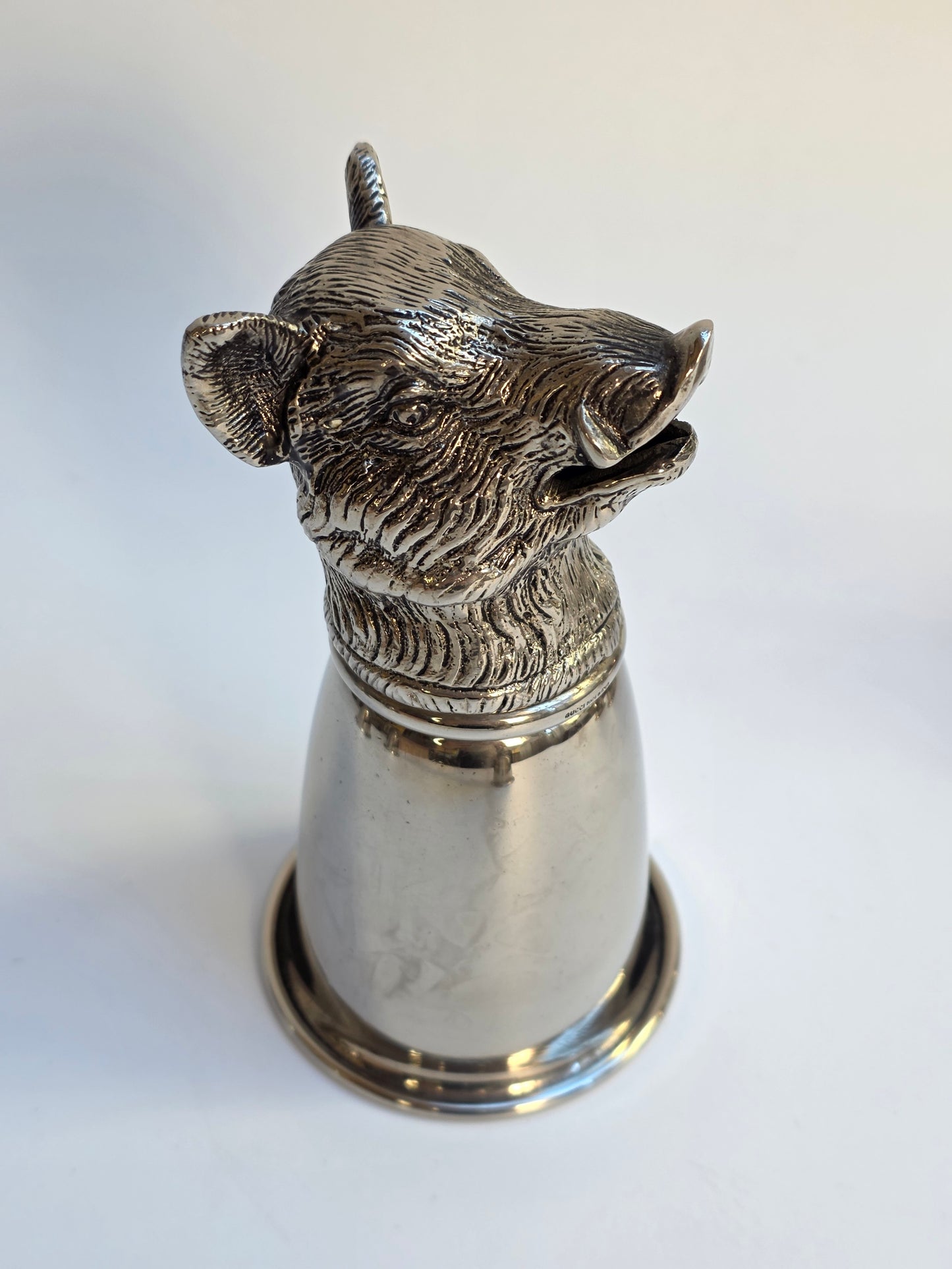 Set 6 Calici Gucci Vintage Anni ‘70, Stirrup Cups "Teste di Animali" in metallo argentato