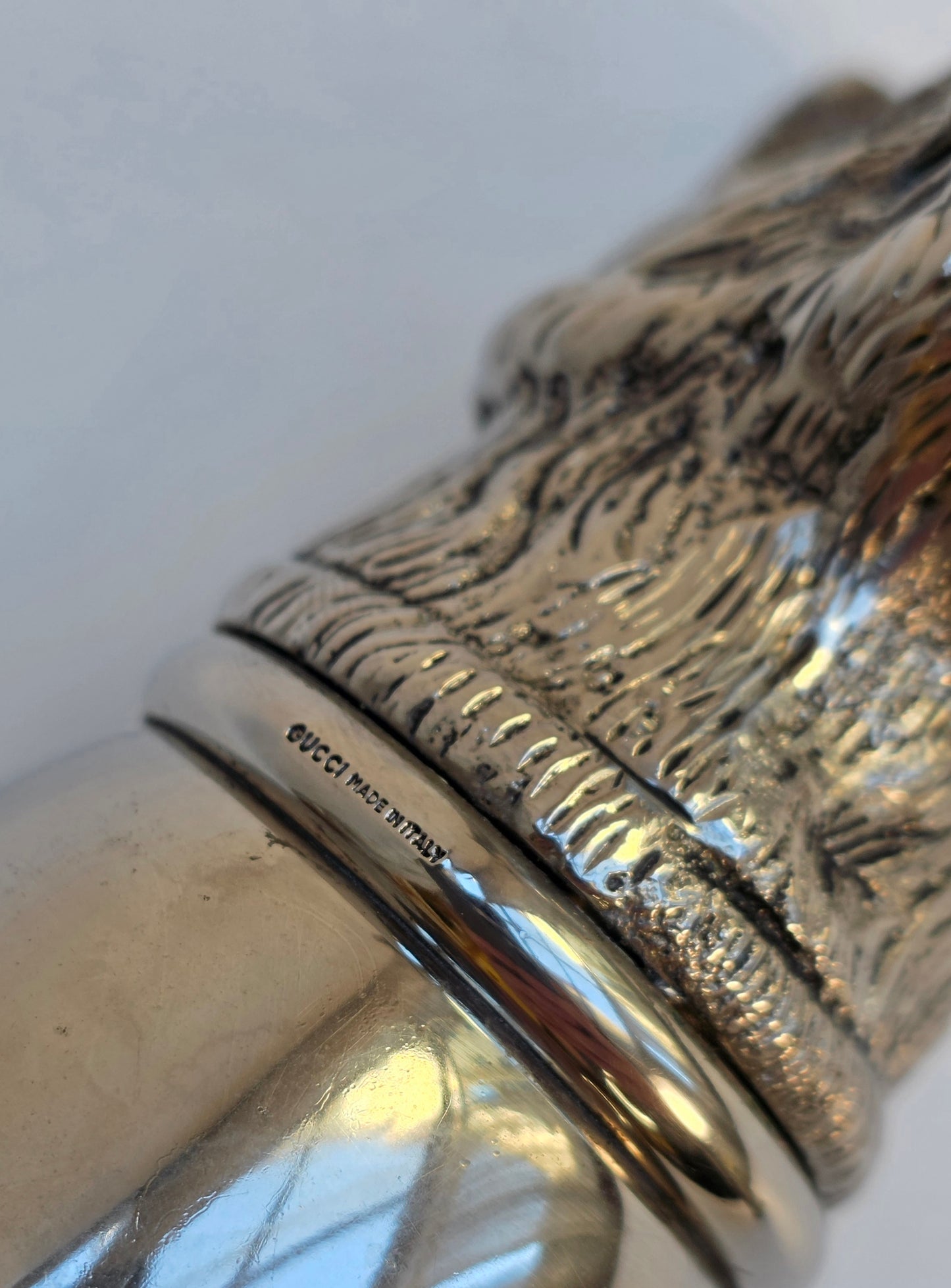 Set 6 Calici Gucci Vintage Anni ‘70, Stirrup Cups "Teste di Animali" in metallo argentato