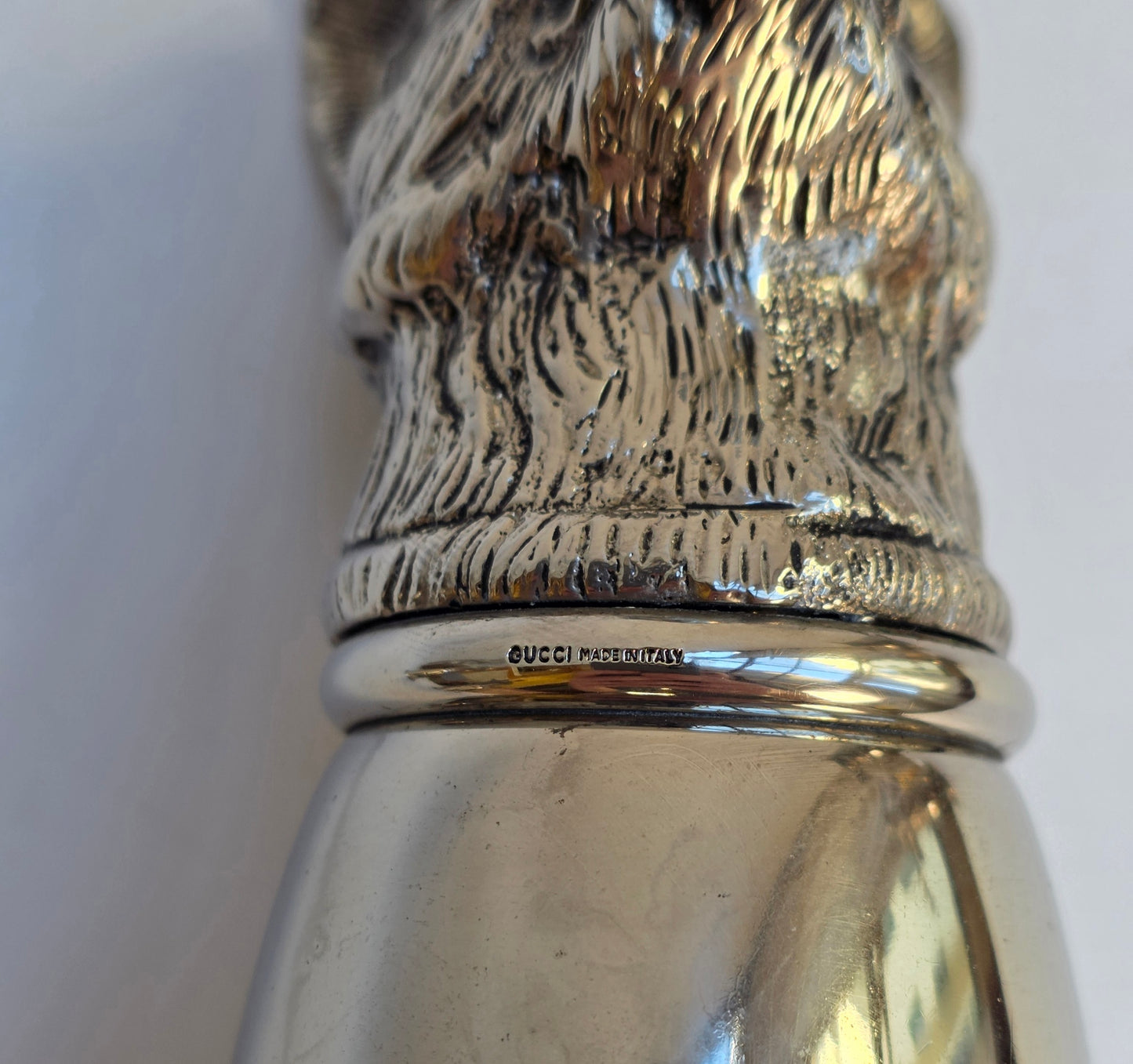Set 6 Calici Gucci Vintage Anni ‘70, Stirrup Cups "Teste di Animali" in metallo argentato
