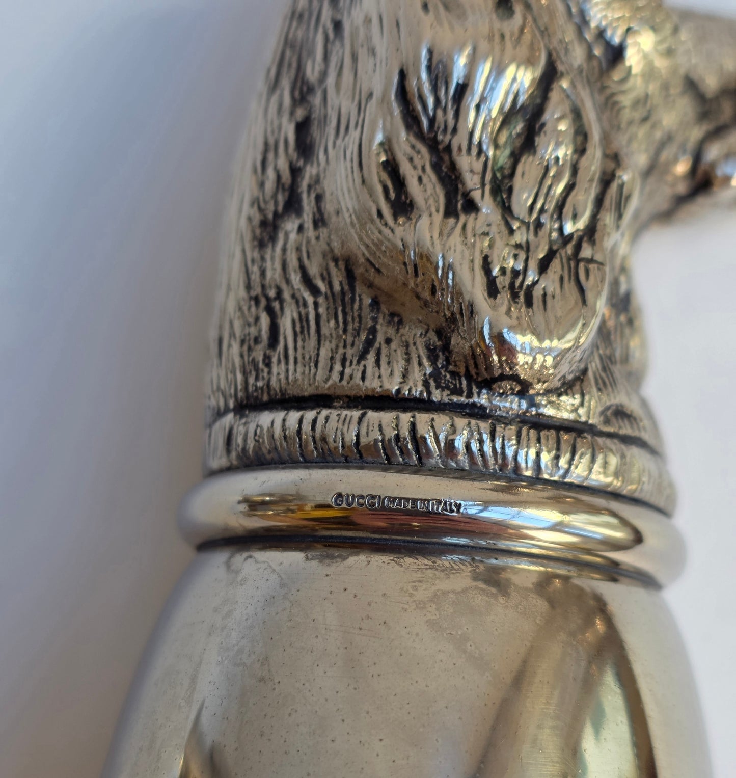 Set 6 Calici Gucci Vintage Anni ‘70, Stirrup Cups "Teste di Animali" in metallo argentato