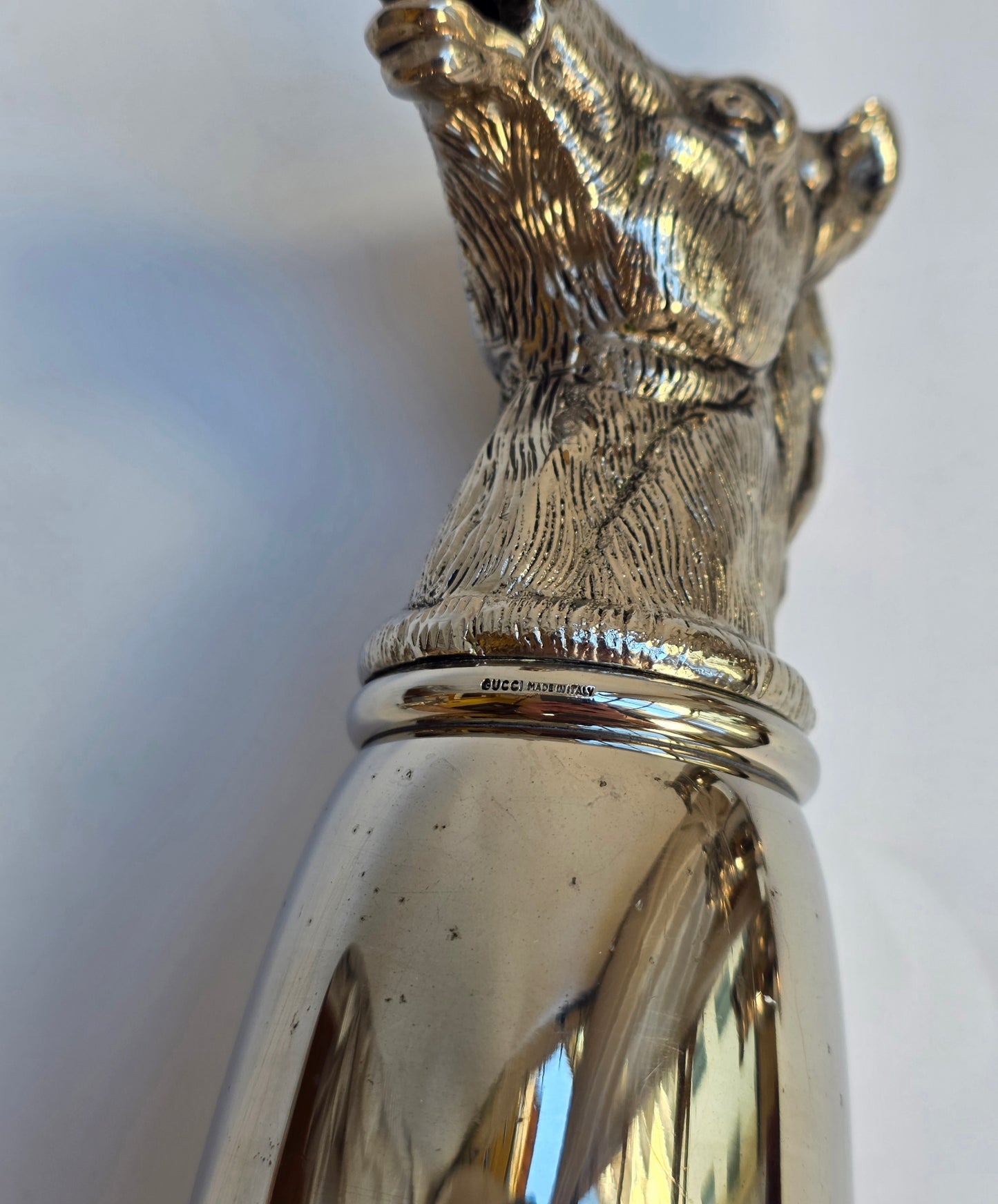 Set 6 Calici Gucci Vintage Anni ‘70, Stirrup Cups "Teste di Animali" in metallo argentato