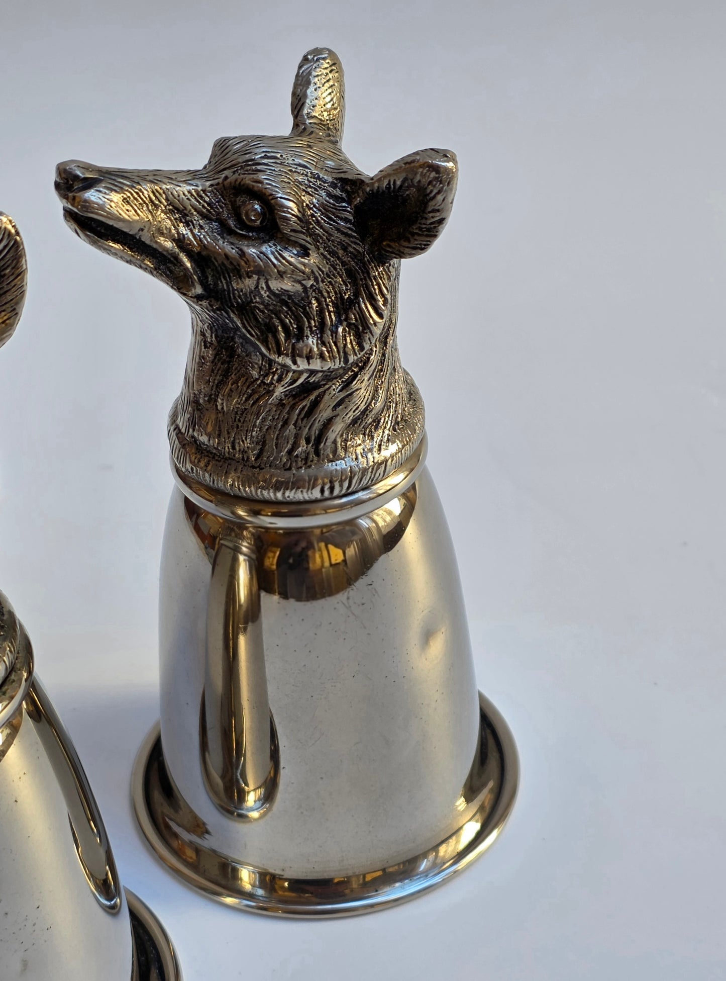 Set 6 Calici Gucci Vintage Anni ‘70, Stirrup Cups "Teste di Animali" in metallo argentato
