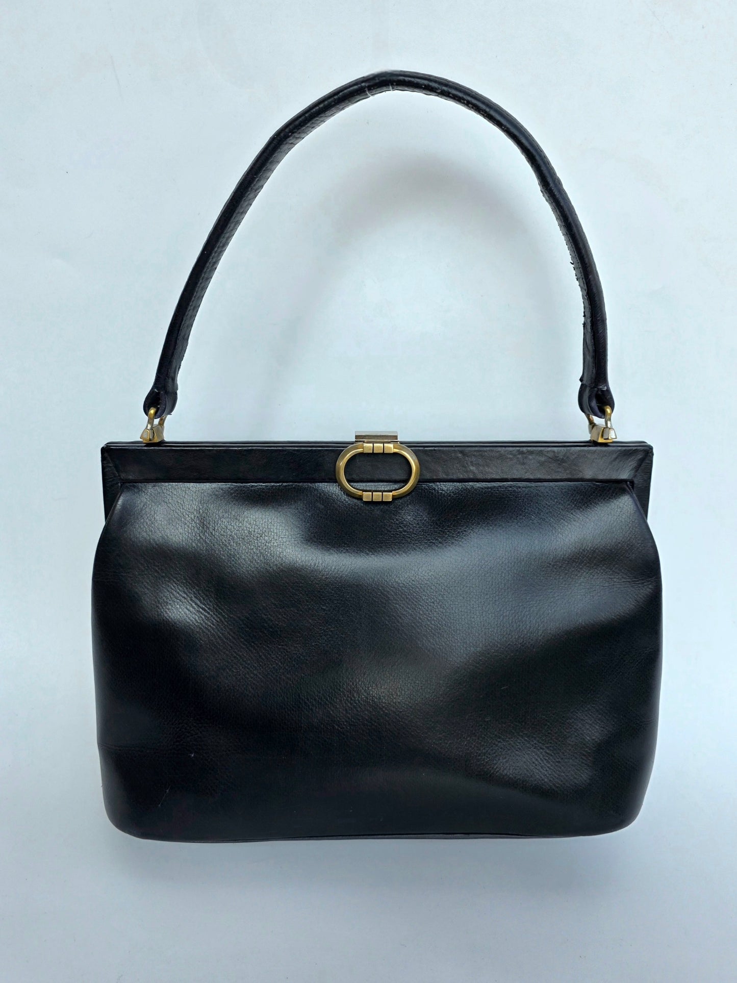 Borsa a mano Gucci Vintage Firenze/Roma in pelle nera, anni '40