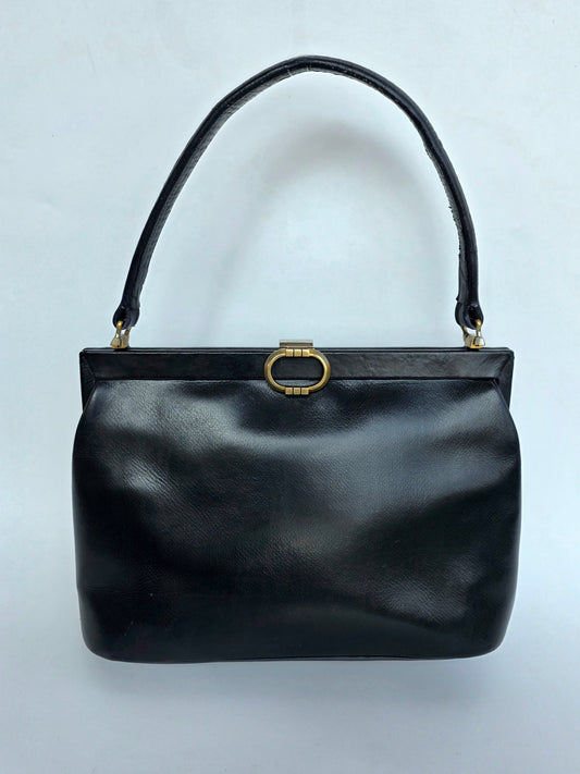 Borsa a mano Gucci Vintage Firenze/Roma in pelle nera, anni '40