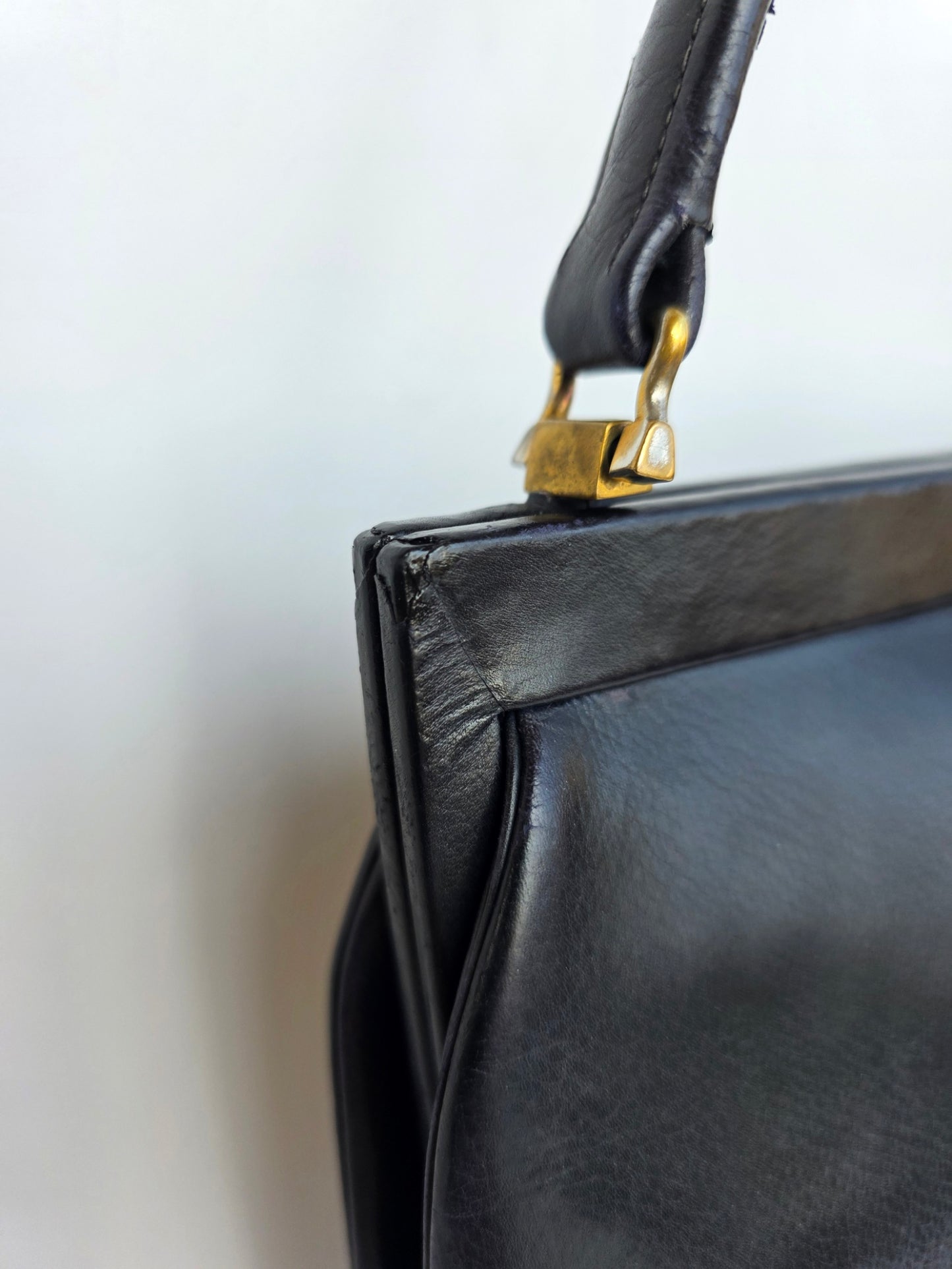 Borsa a mano Gucci Vintage Firenze/Roma in pelle nera, anni '40