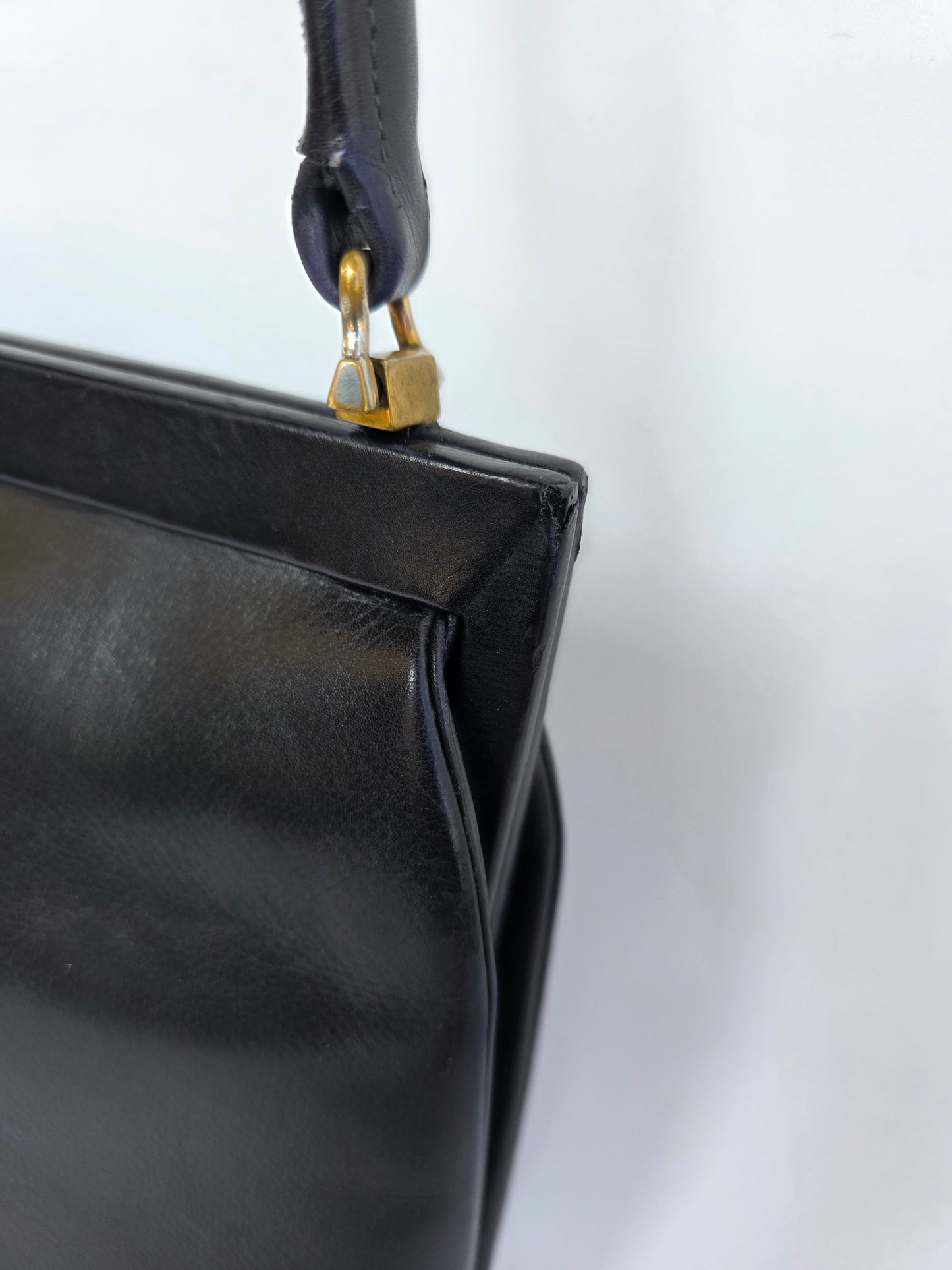 Borsa a mano Gucci Vintage Firenze/Roma in pelle nera, anni '40
