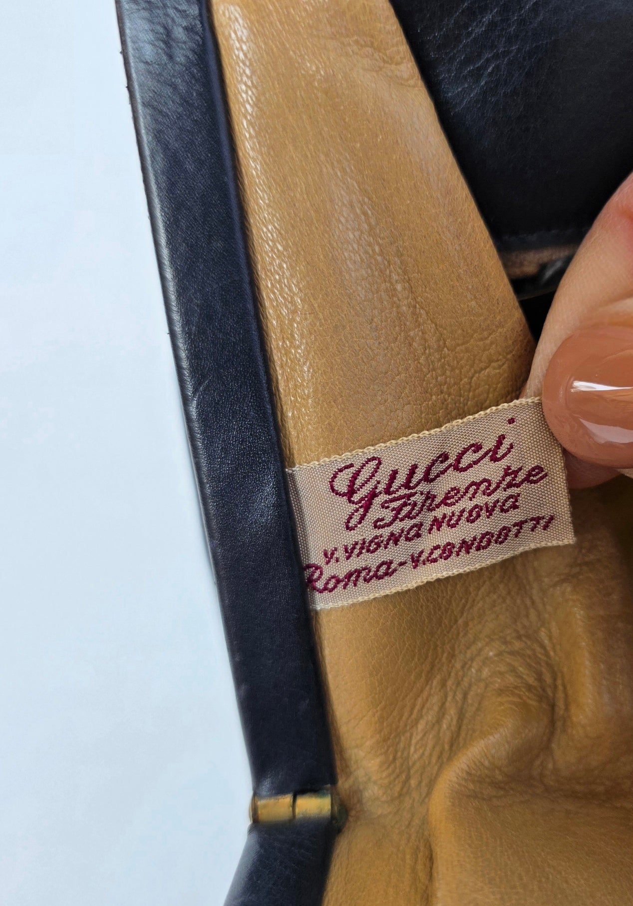 Borsa a mano Gucci Vintage Firenze/Roma in pelle nera, anni '40
