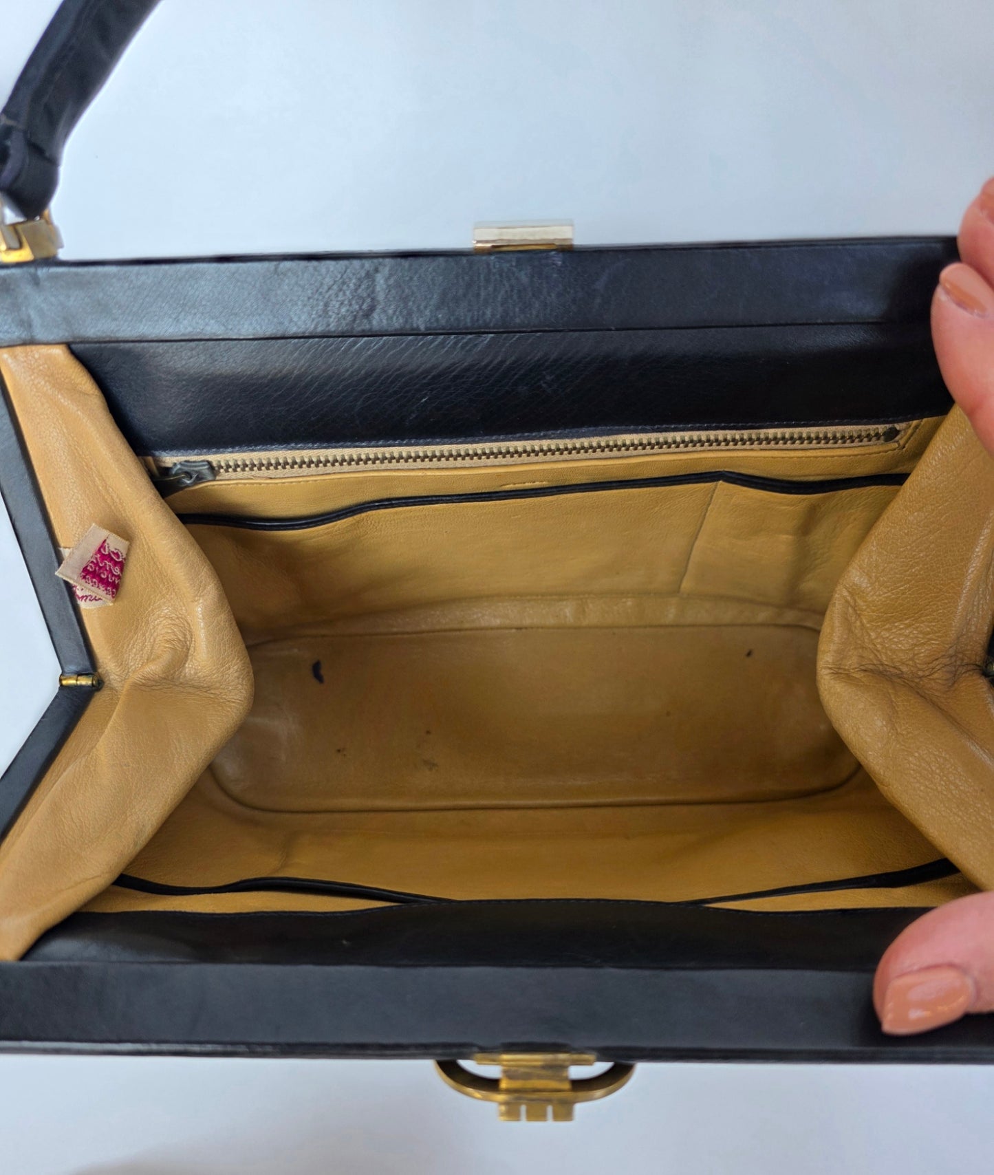 Borsa a mano Gucci Vintage Firenze/Roma in pelle nera, anni '40